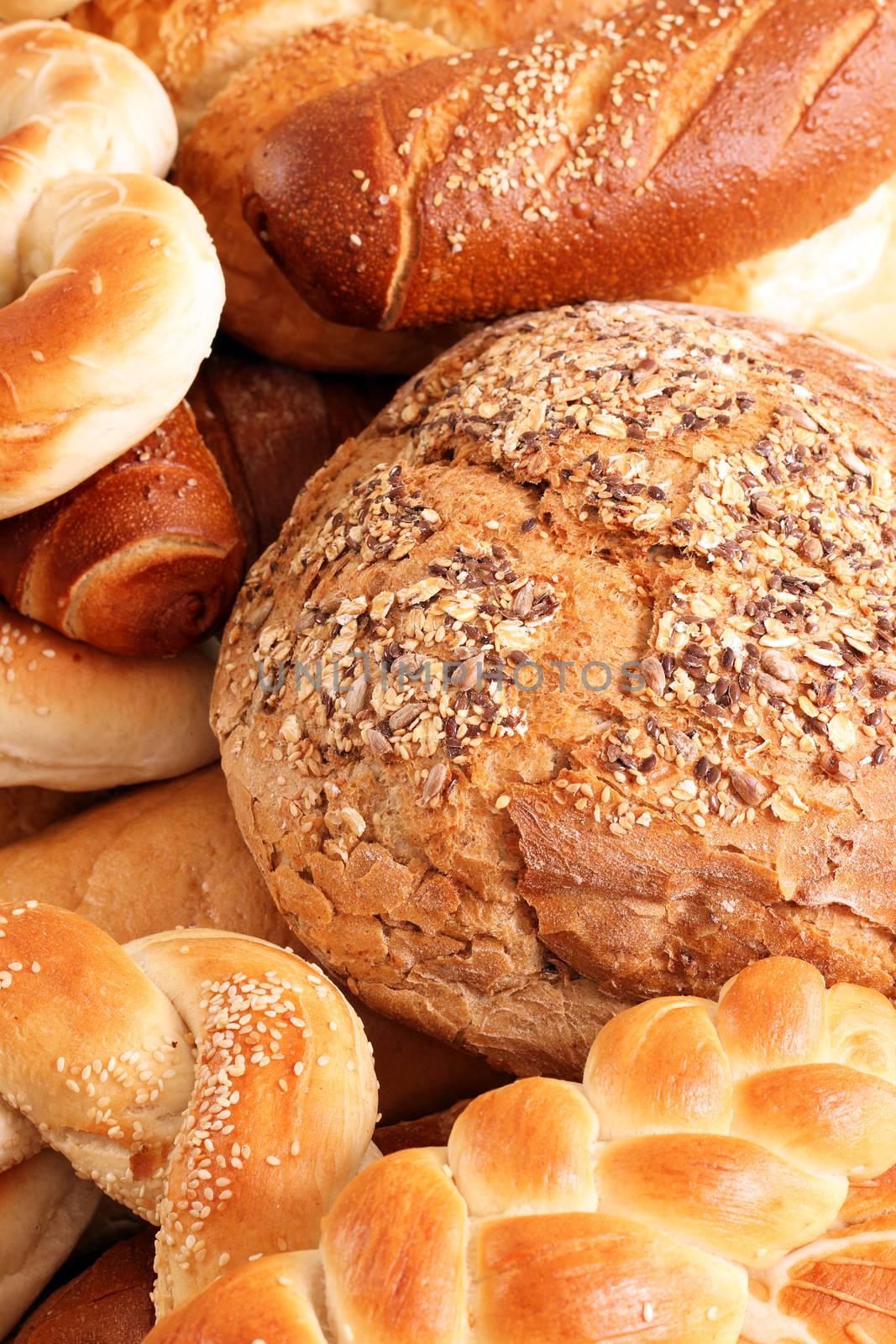bread and buns close up food background 