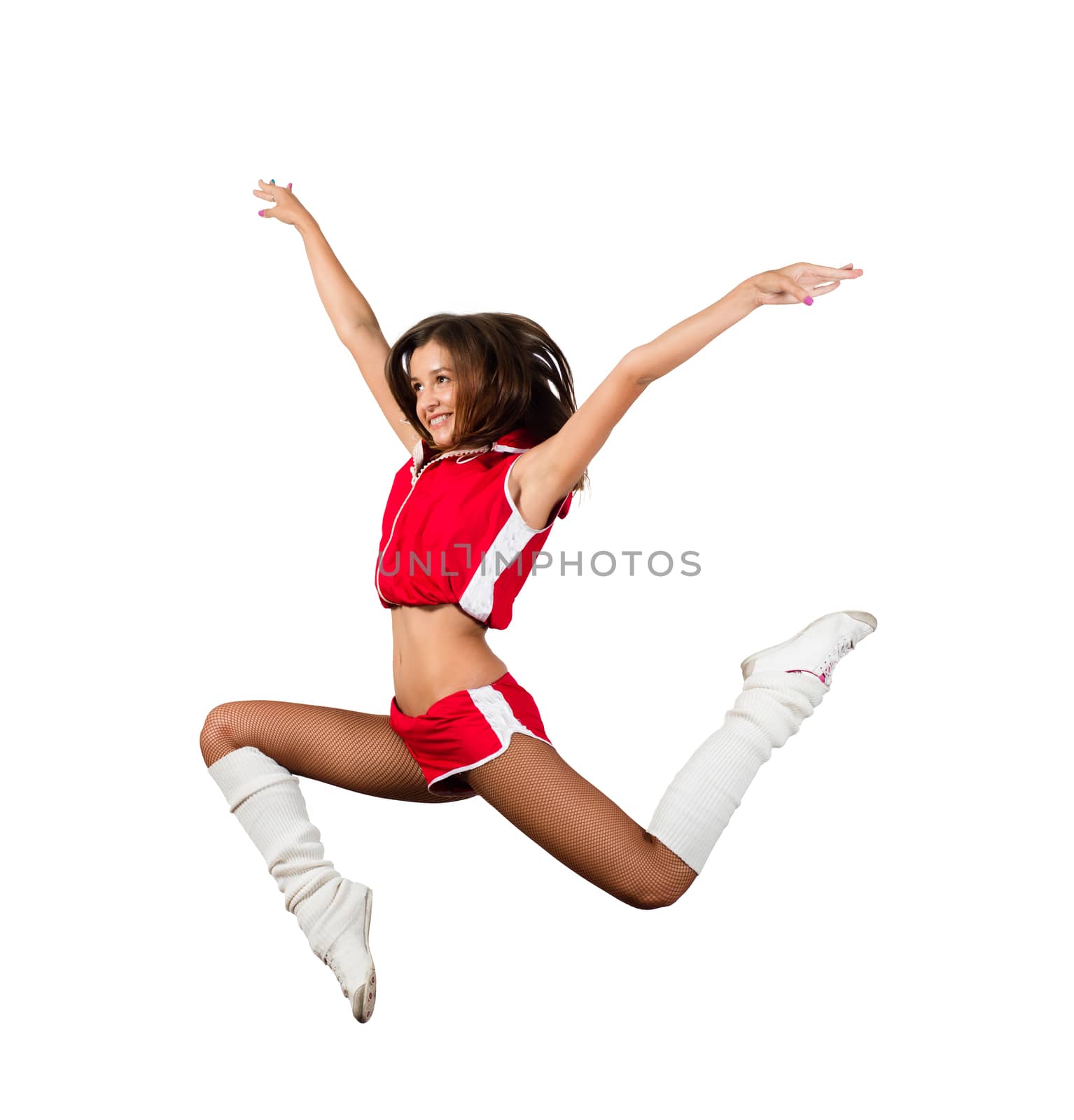 athletic young woman jumping by adam121