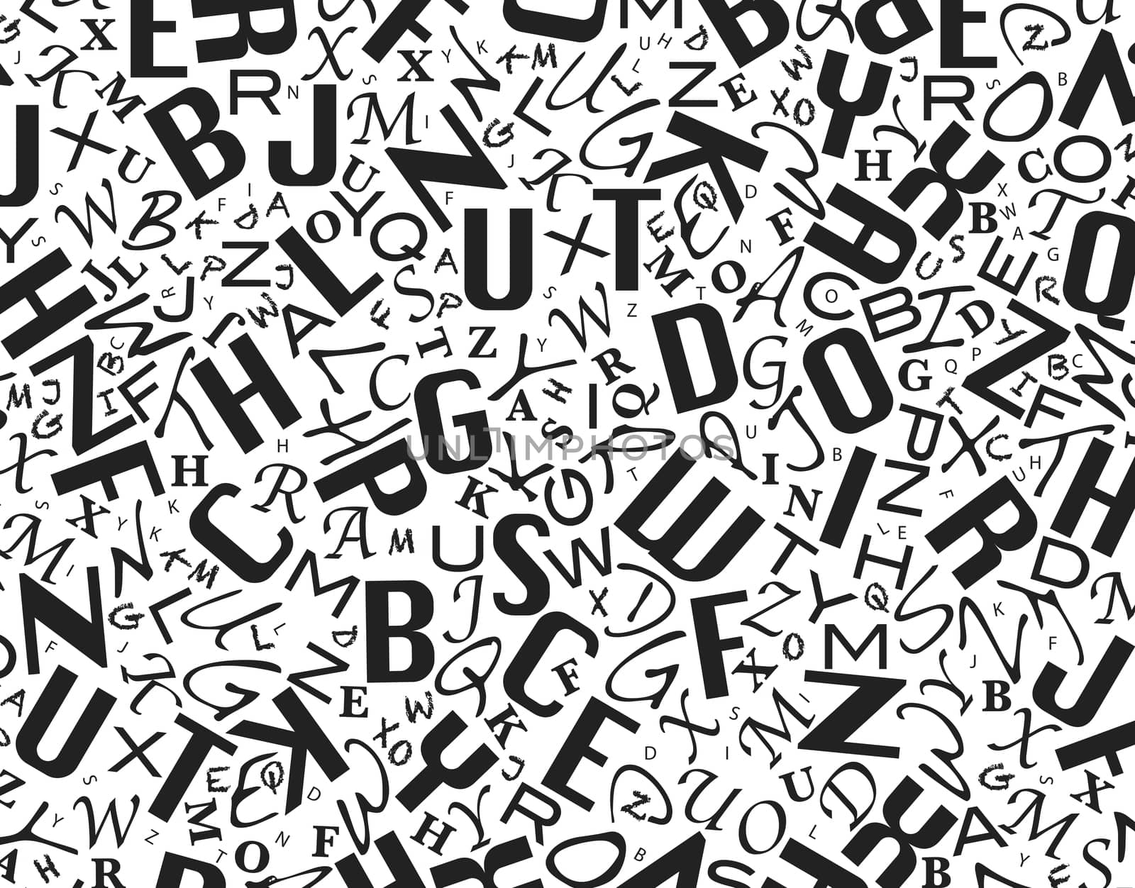 illustration of black and white background with letters