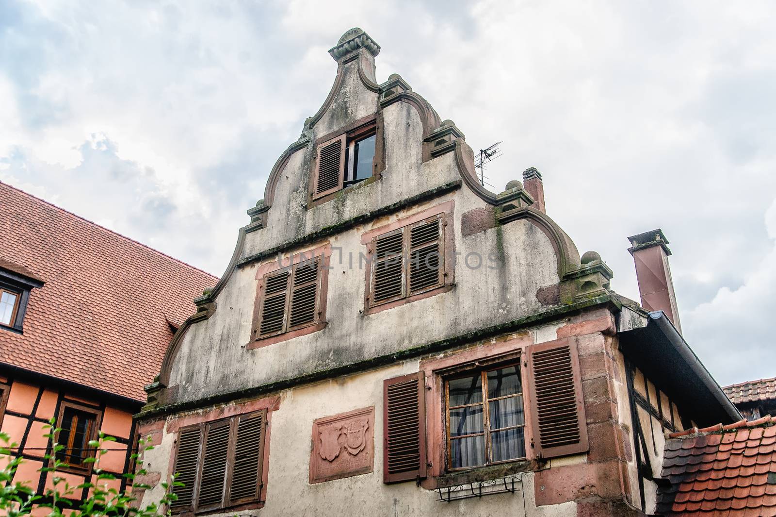 Top of a typical house in alsace, france