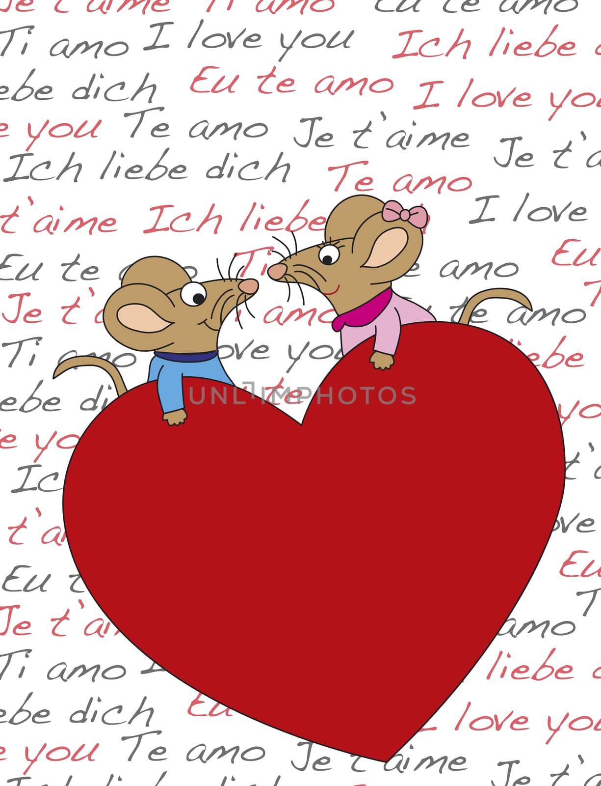 mice in love with a big heart