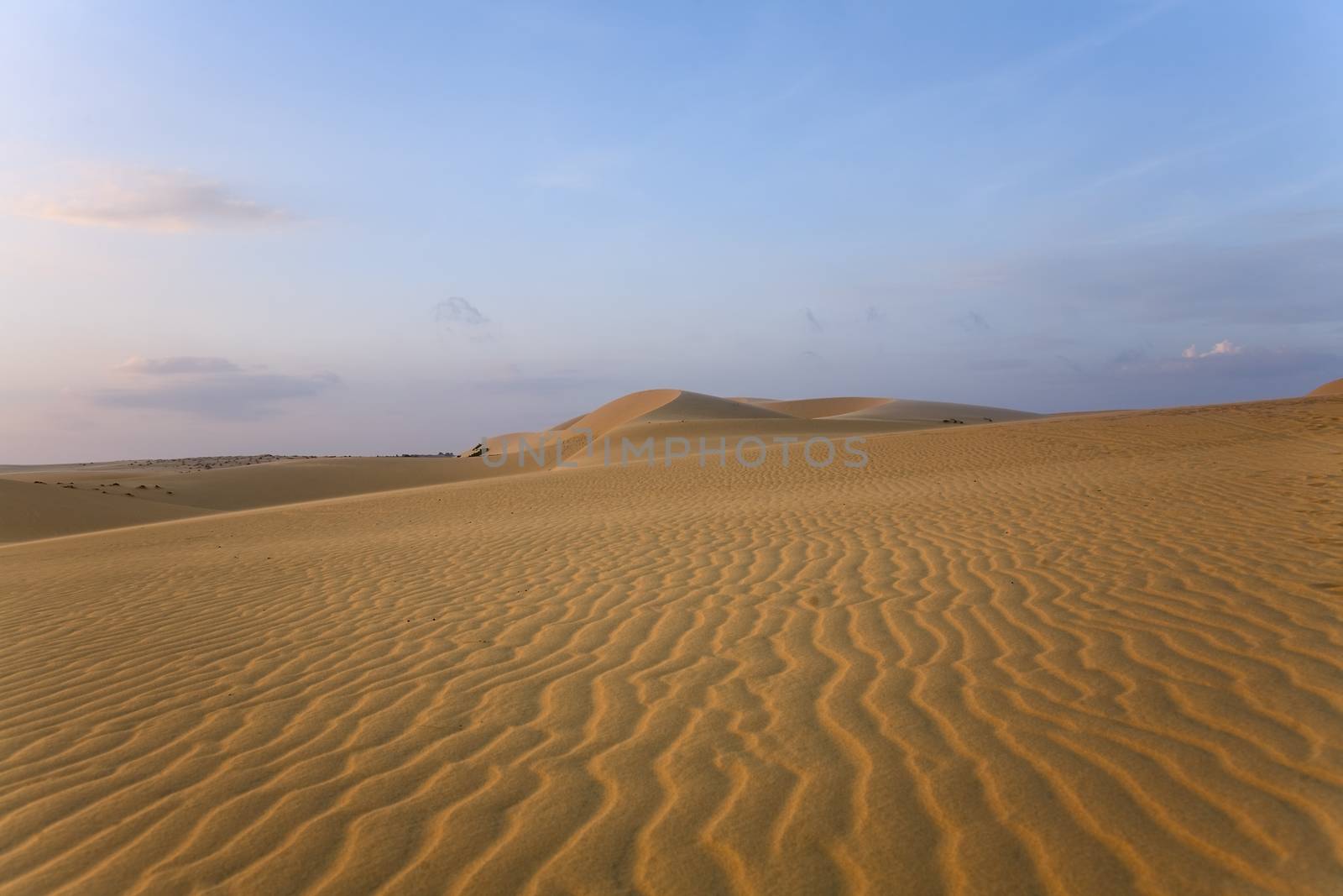 White sand dunes on sunrise, Mui Ne, Vietnam