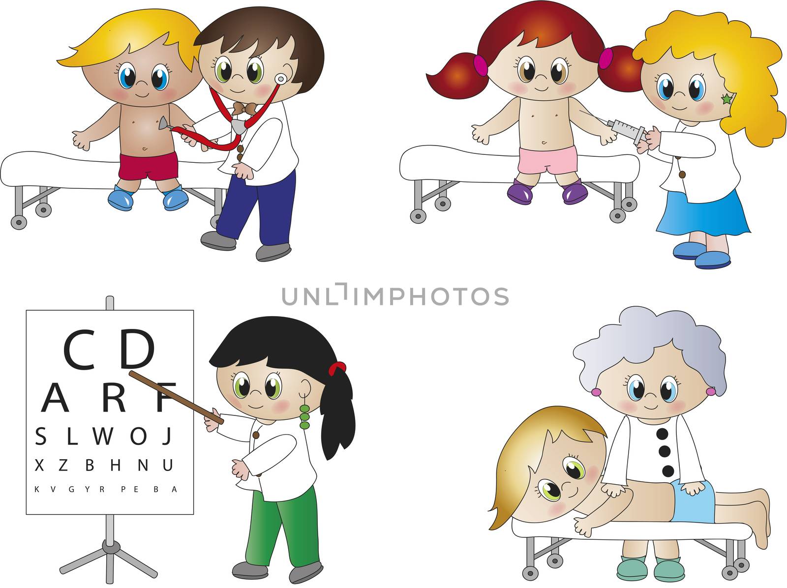 vary illustration of doctors cartoon