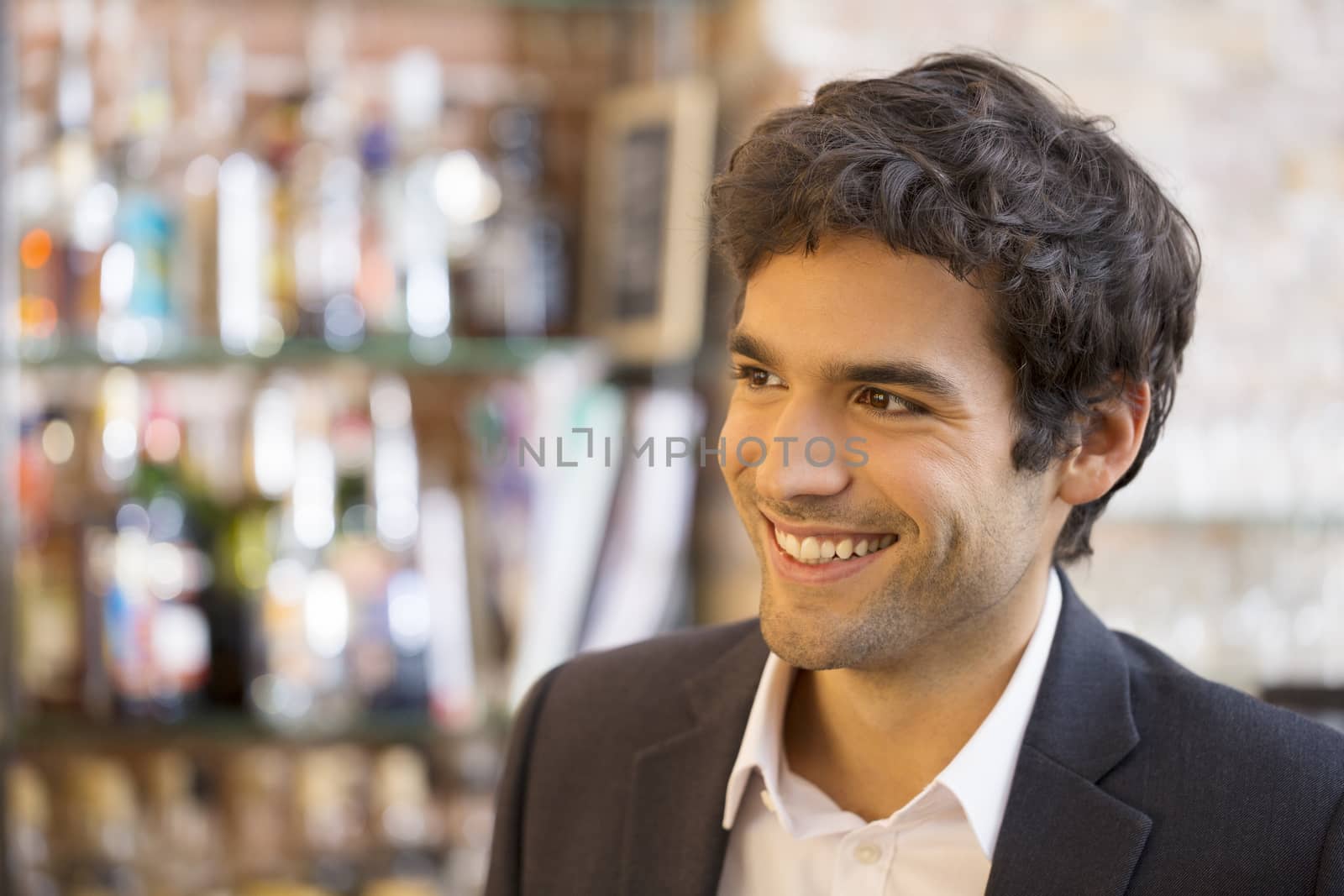 Male smiling cheerful coffee bar