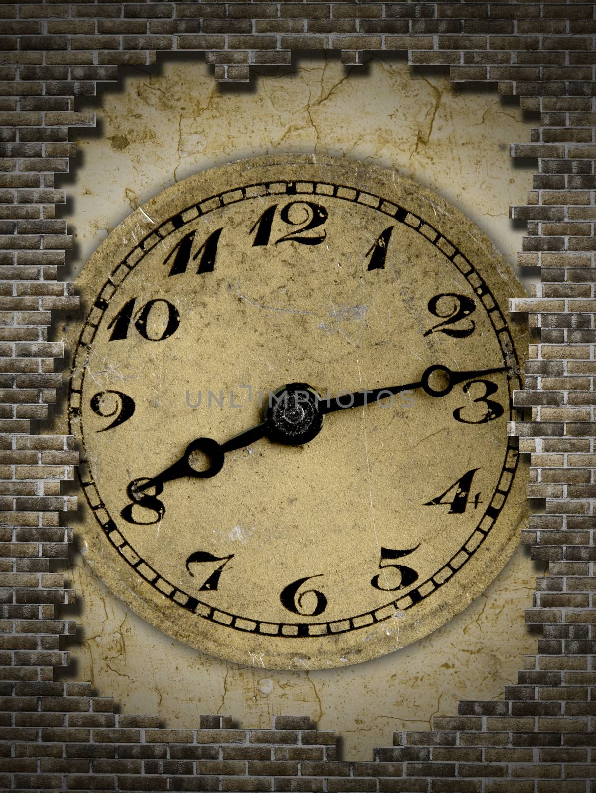 old clock on a brick wall