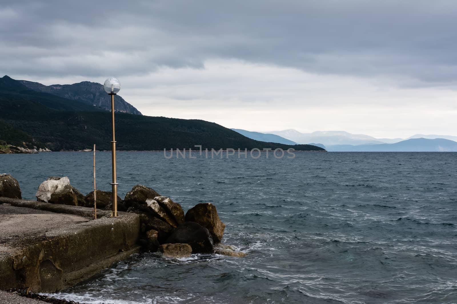 Black sea at stormy seaside