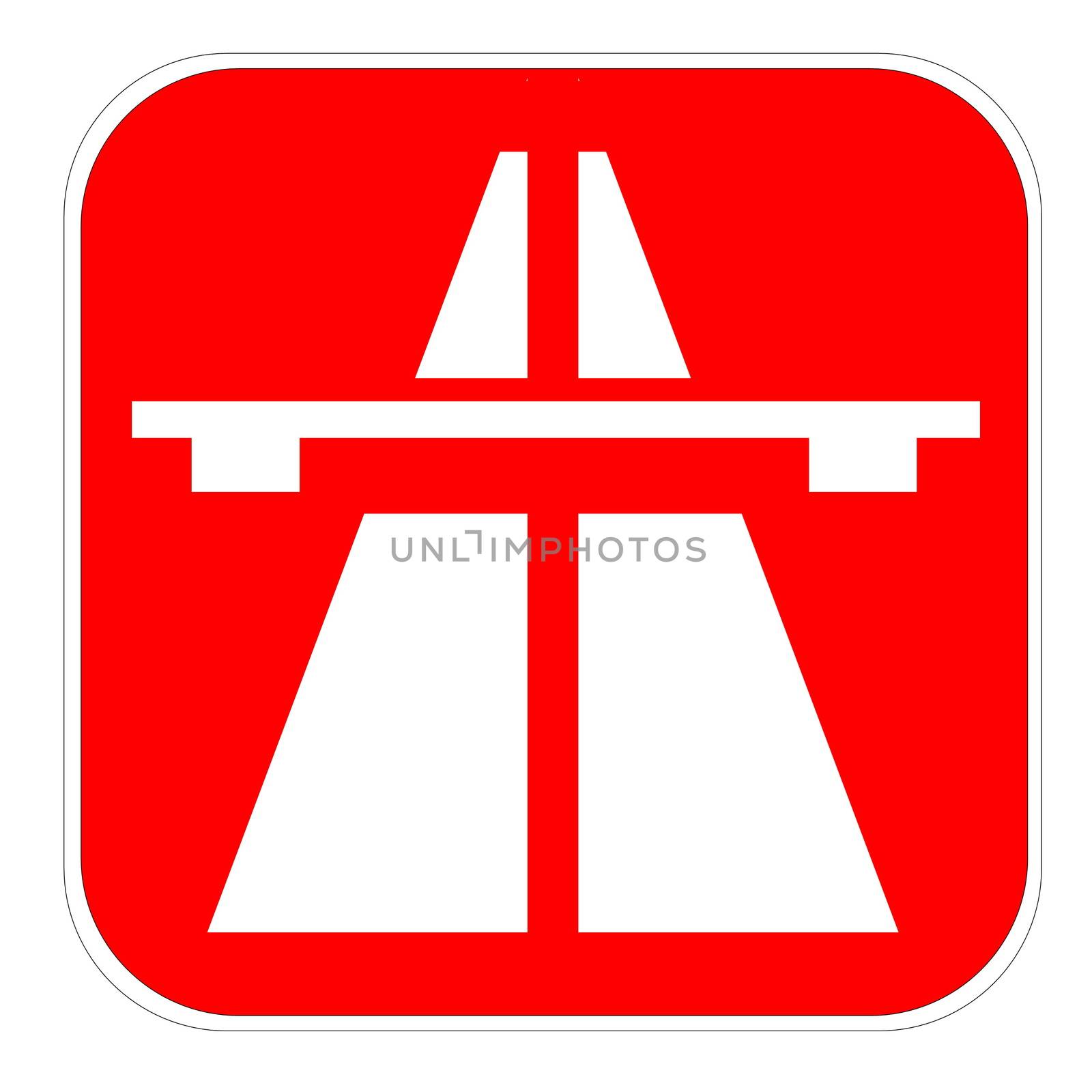 Red european highway icon isolated in white background
