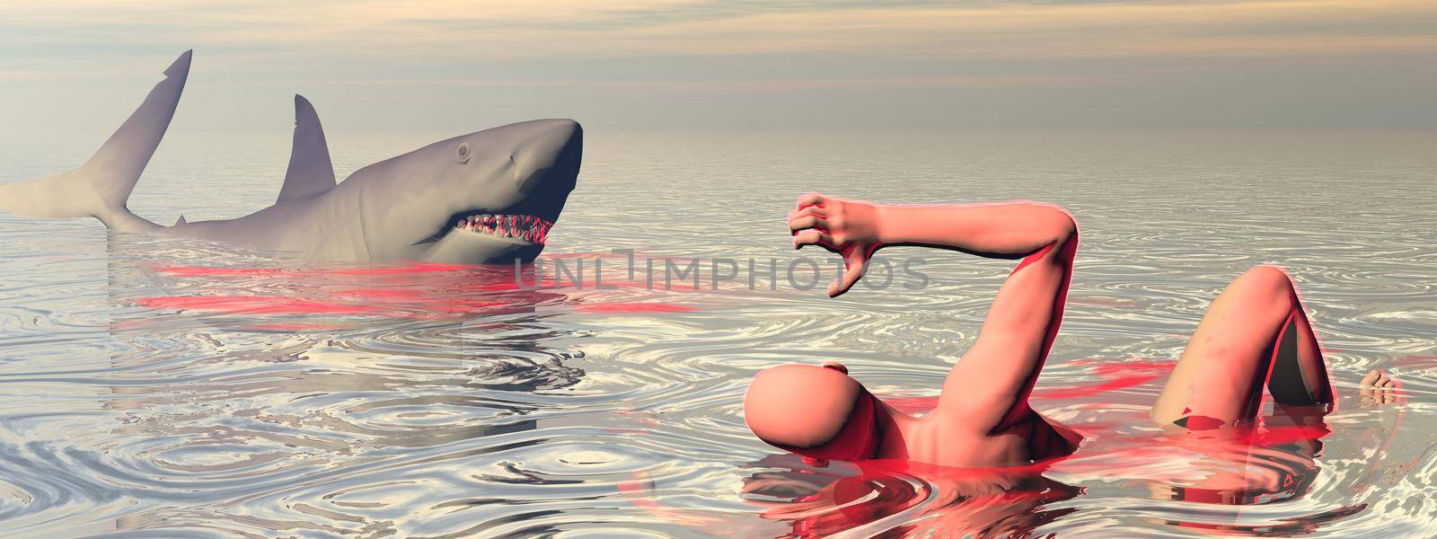 Shark attack - 3D render by Elenaphotos21