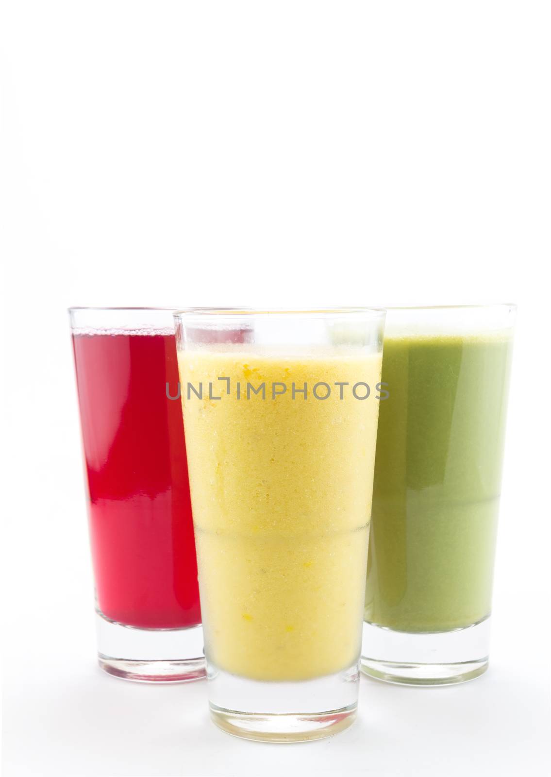 Pineapple, Beetroot, Avalcado Smoothie on white background