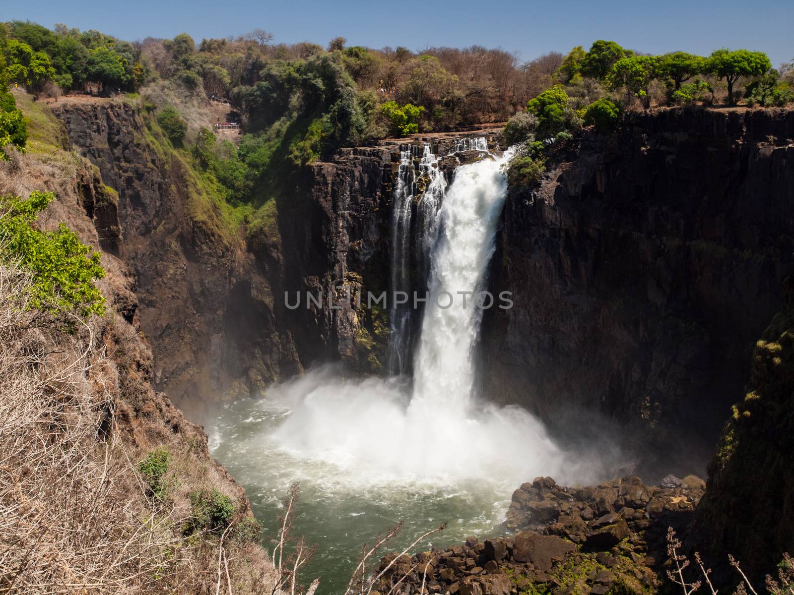 Devil's Cataract in dry season (part of Victoria Falls) - view from Zimbabwe