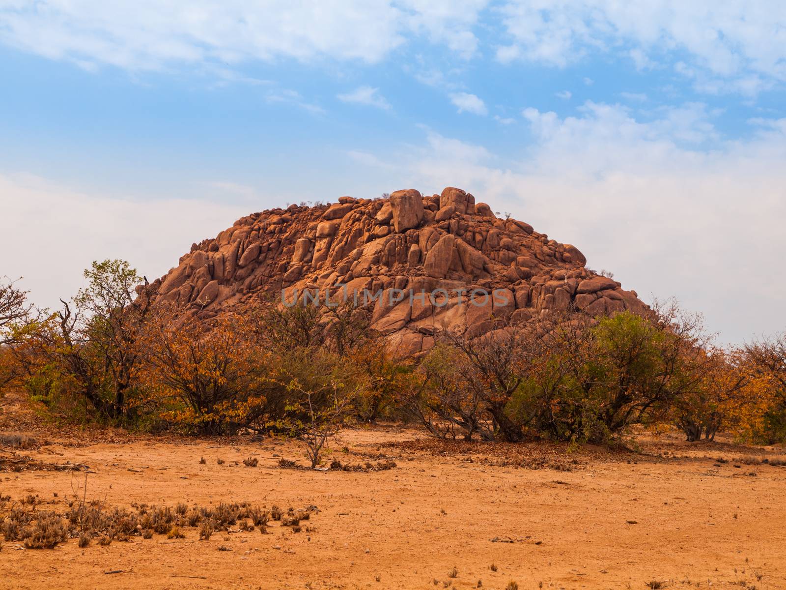 Orange rock formation of Damaraland near Twyfelfontein (Namibia)