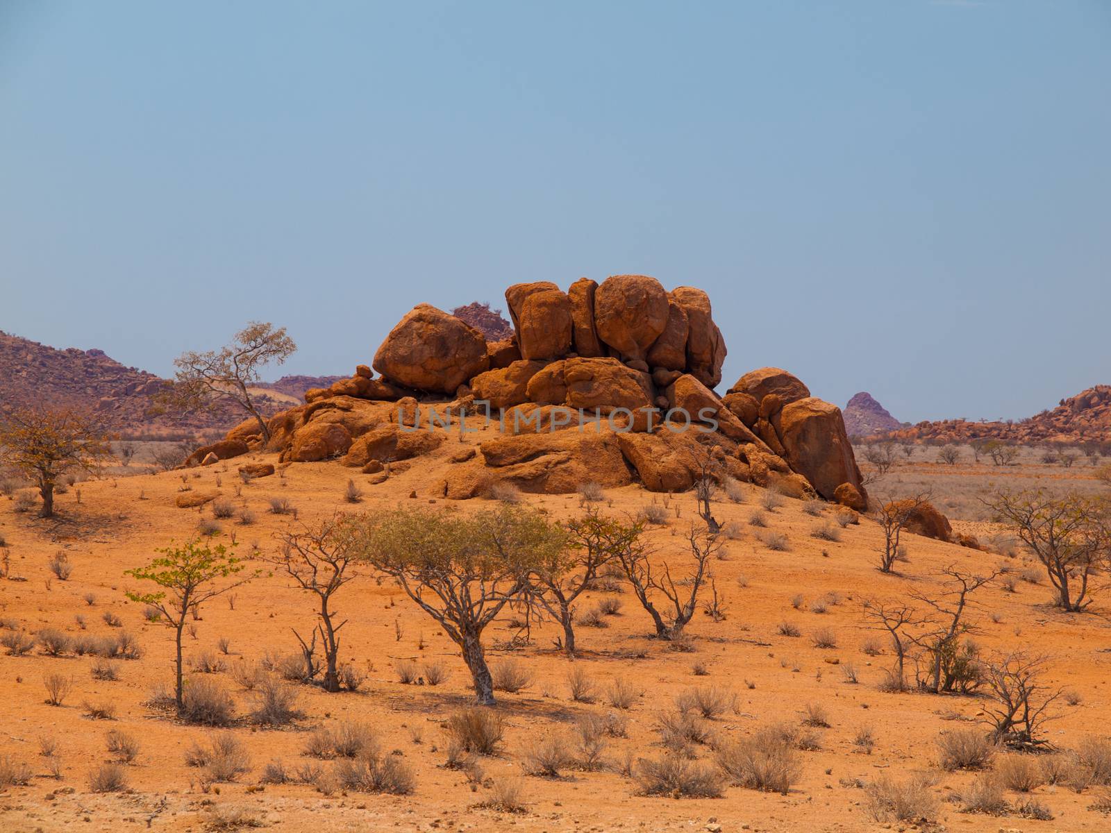 Orange rock formation of Damaraland near Twyfelfontein (Namibia)