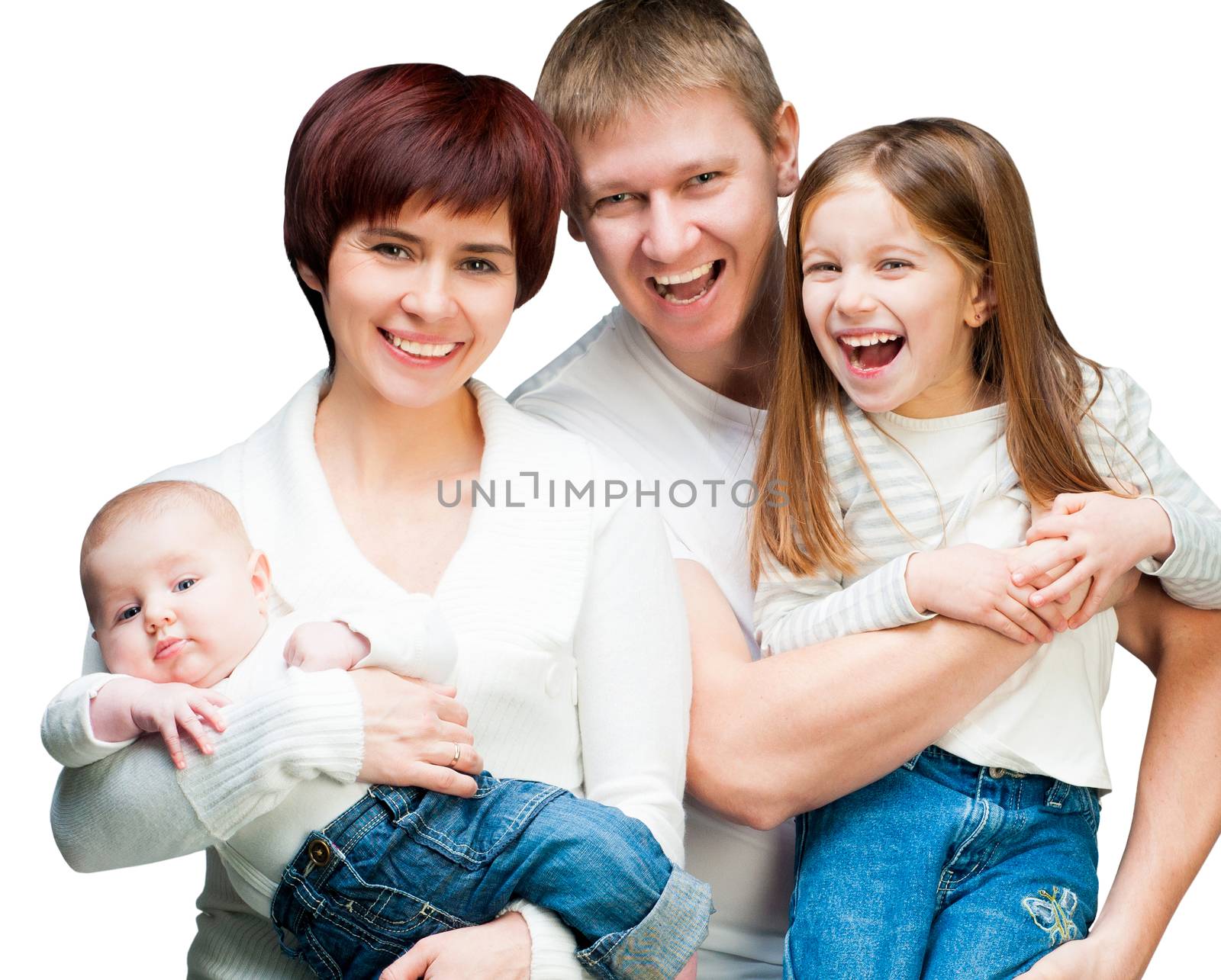 Pretty smiling family looking at the camera