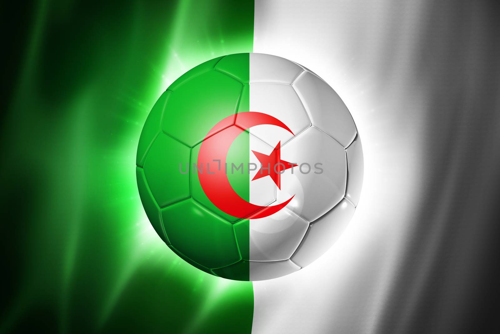 3D soccer ball with Algeria team flag, world football cup Brazil 2014