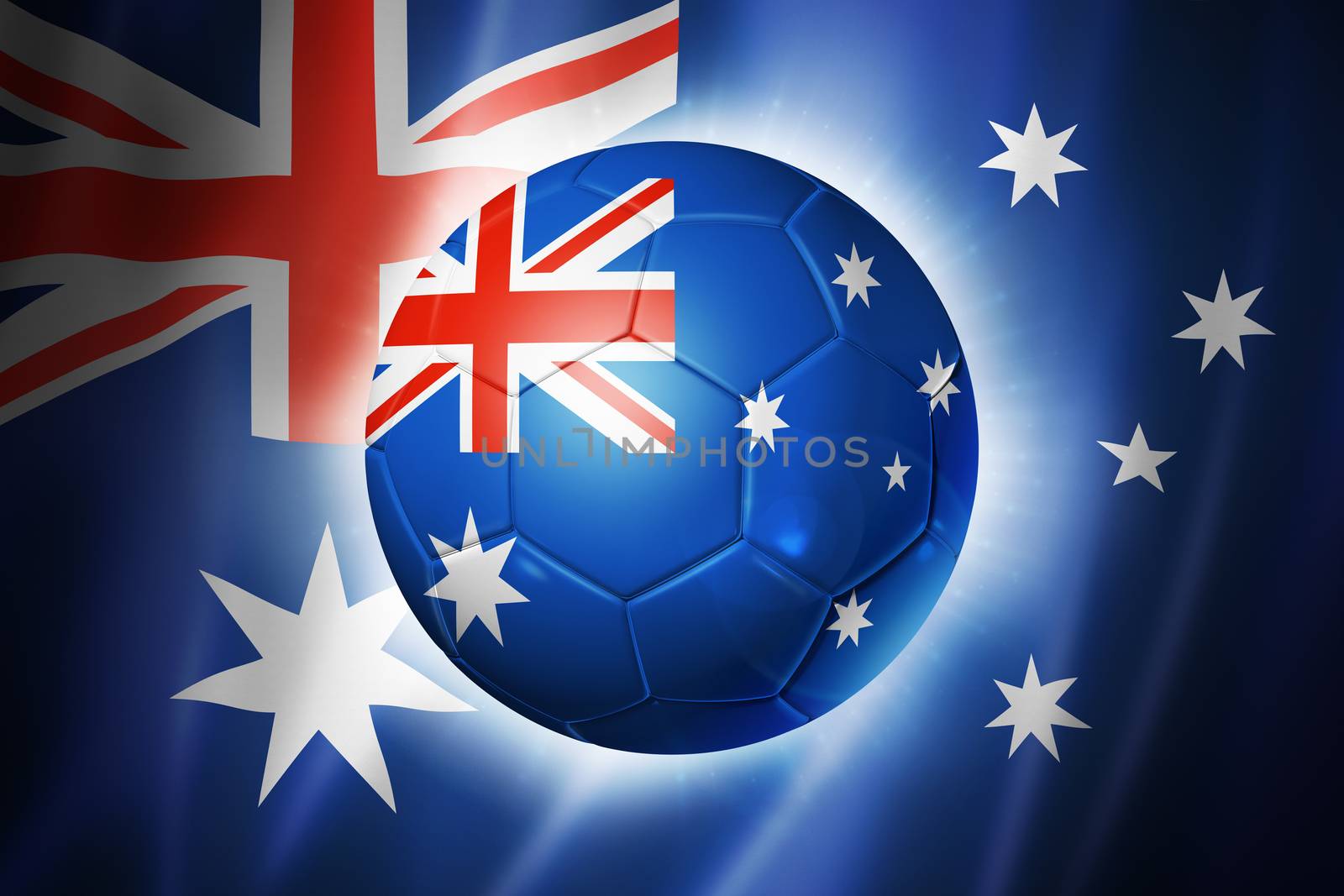 3D soccer ball with Australia team flag, world football cup Brazil 2014