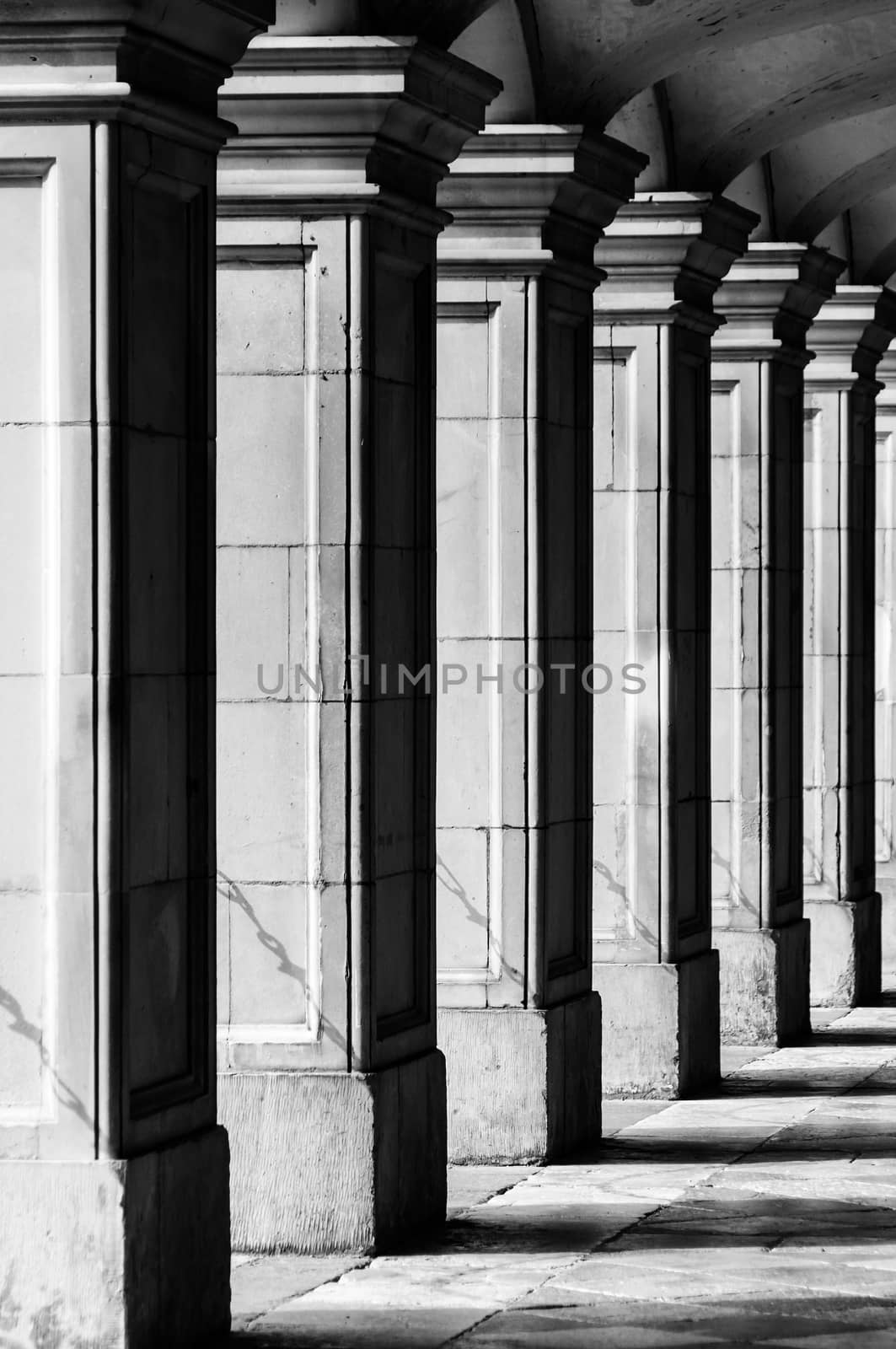 Square columns in black and white