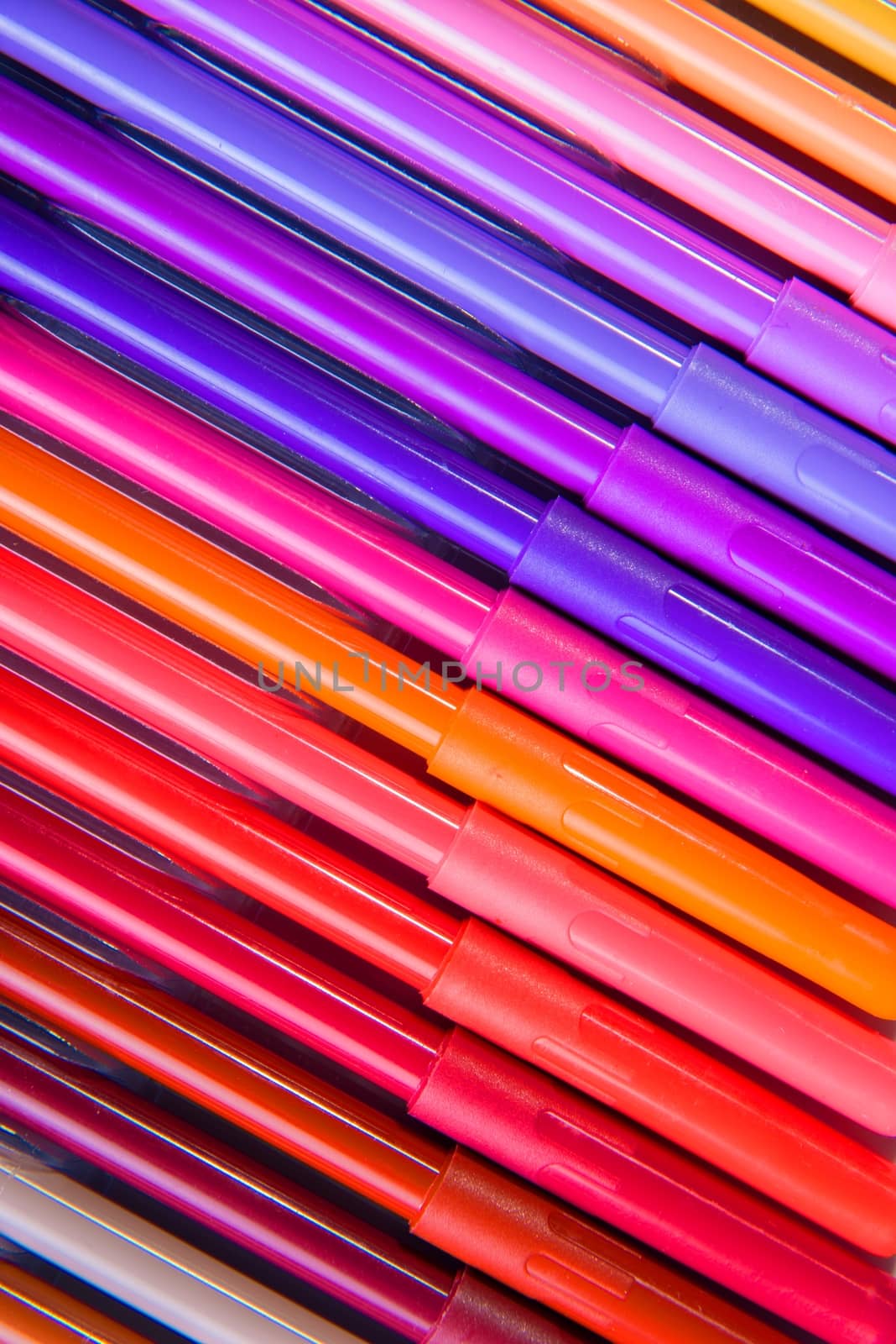 Colorful pencils in a row closeup