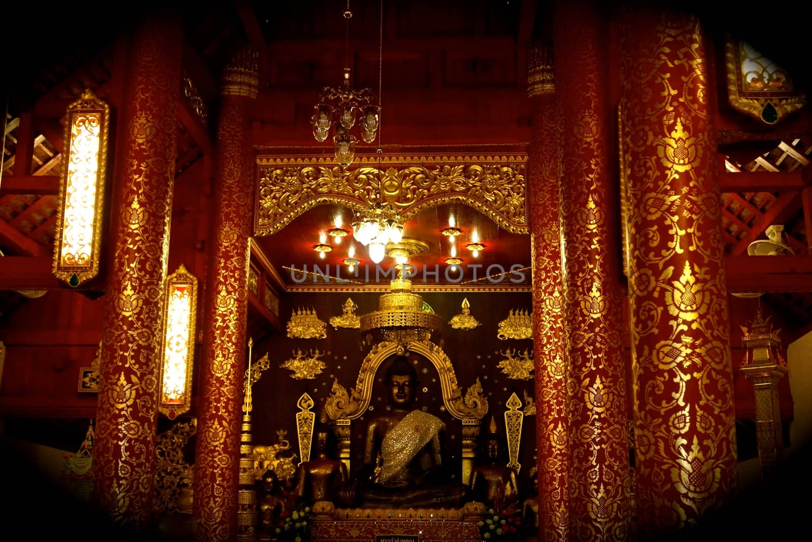 black buddha image at northern thai temple,Chiangrai,Thailand