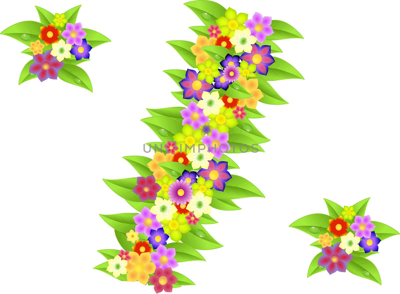 Symbol of percent made of flowers and leaves for discounts isolated on a white background