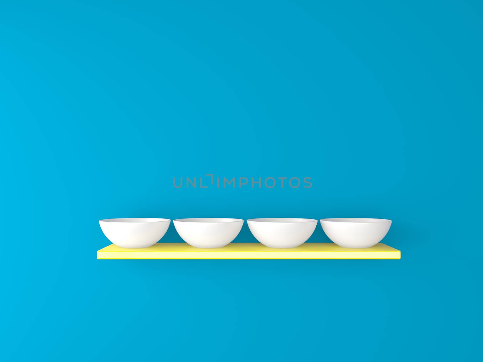 White sphere bowl float and overlay on white background. Isolated 3d model