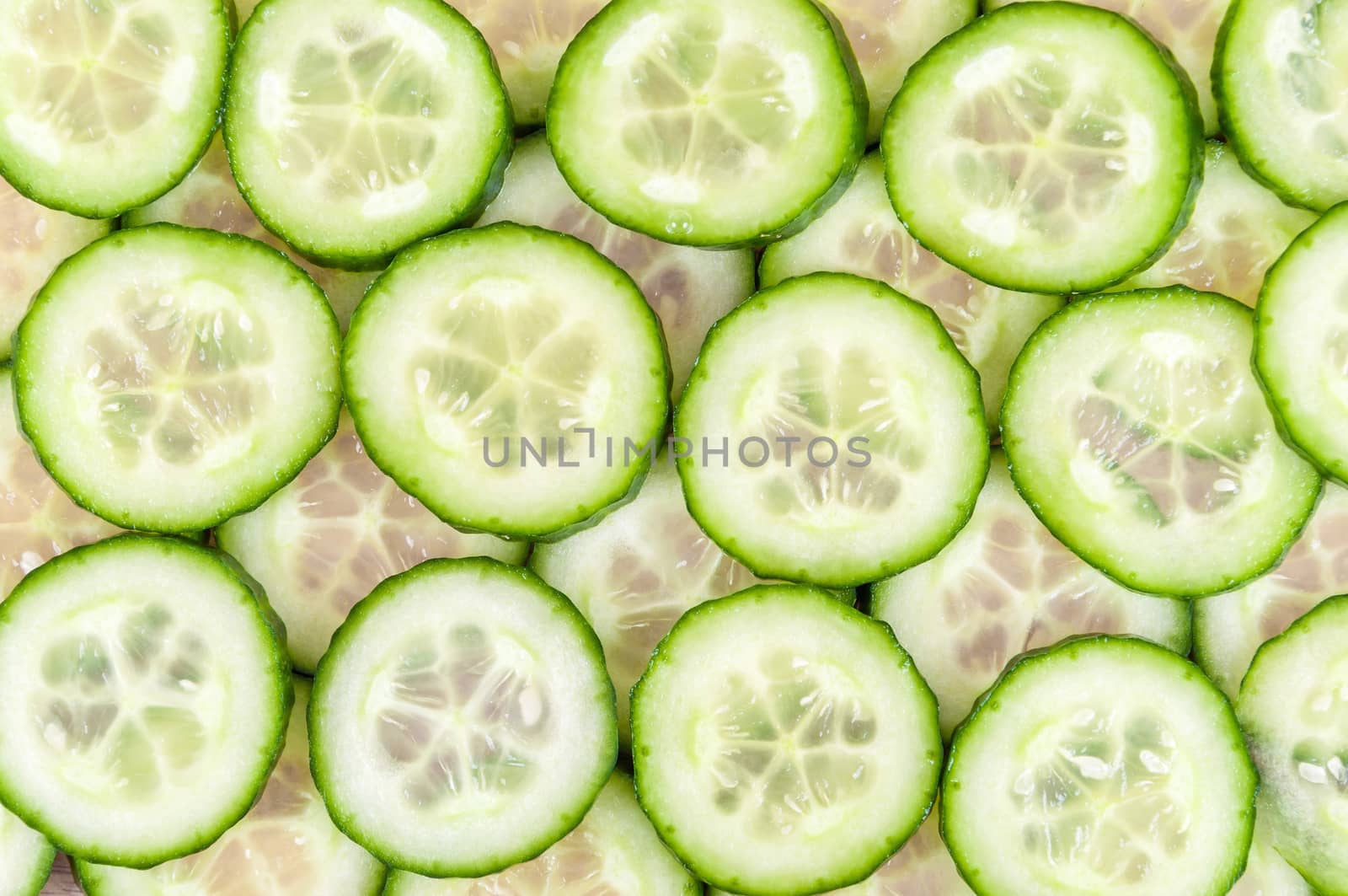 Background made of fresh ripe cucumber slices