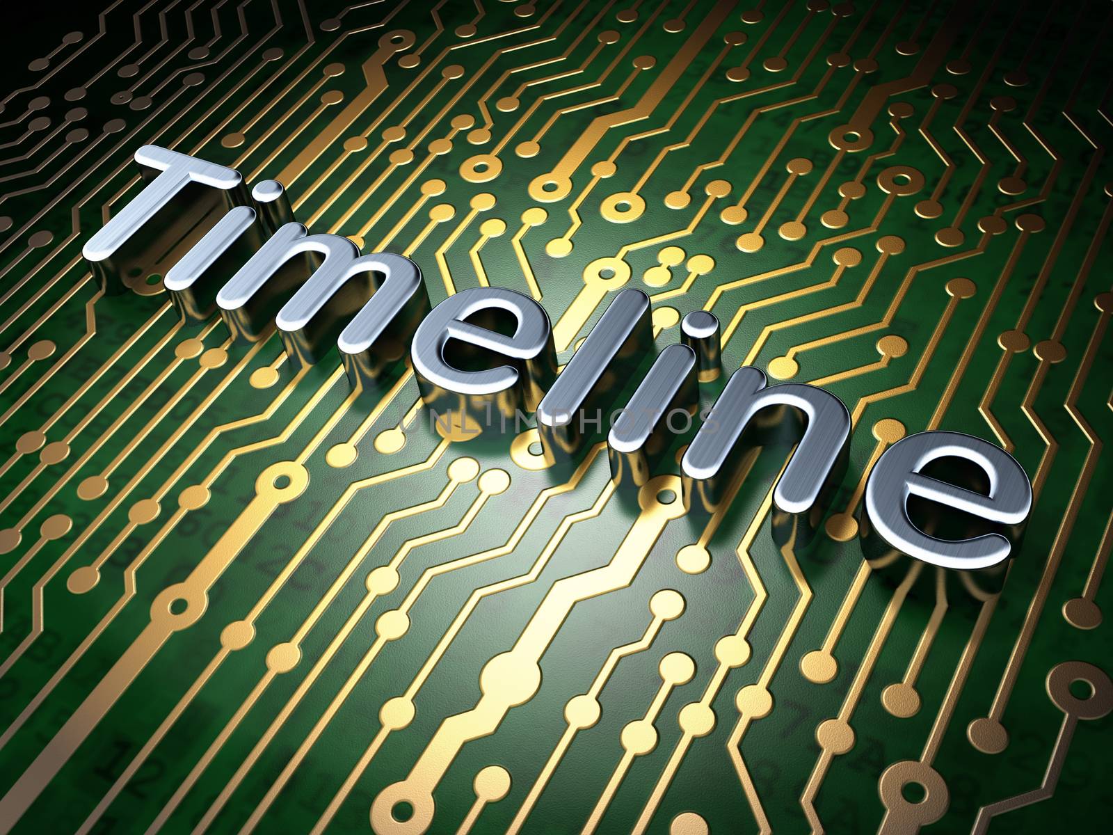 Time concept: Timeline on circuit board background by maxkabakov