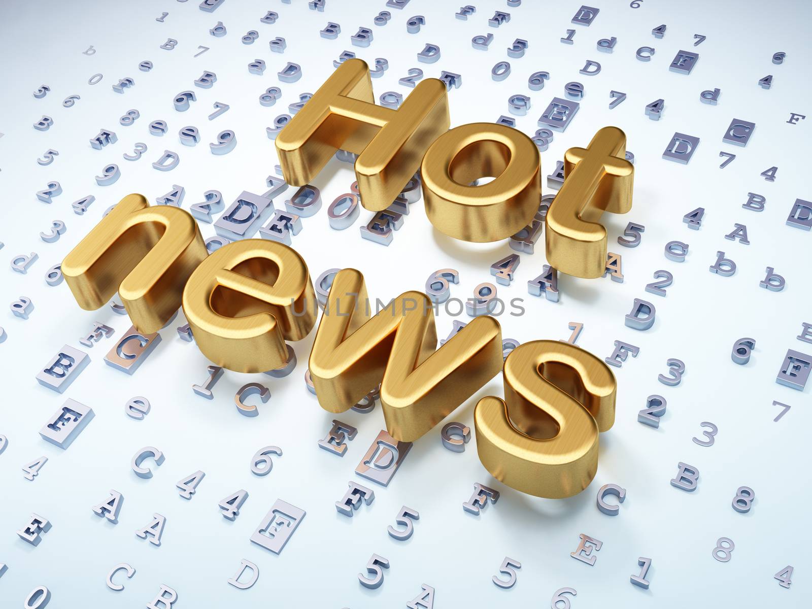 News concept: Golden Hot News on digital background, 3d render