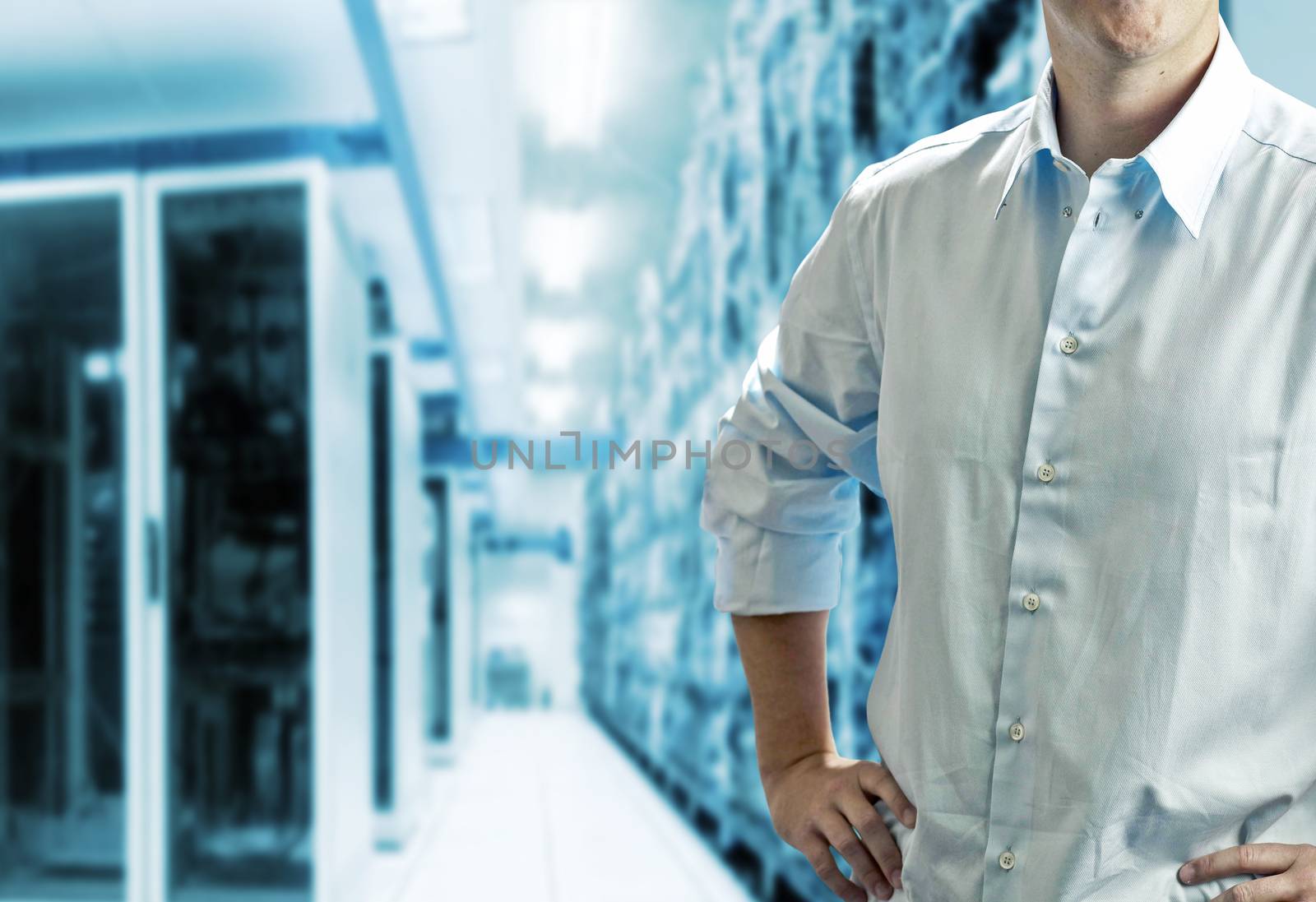 Server room with operating staff by pab_map