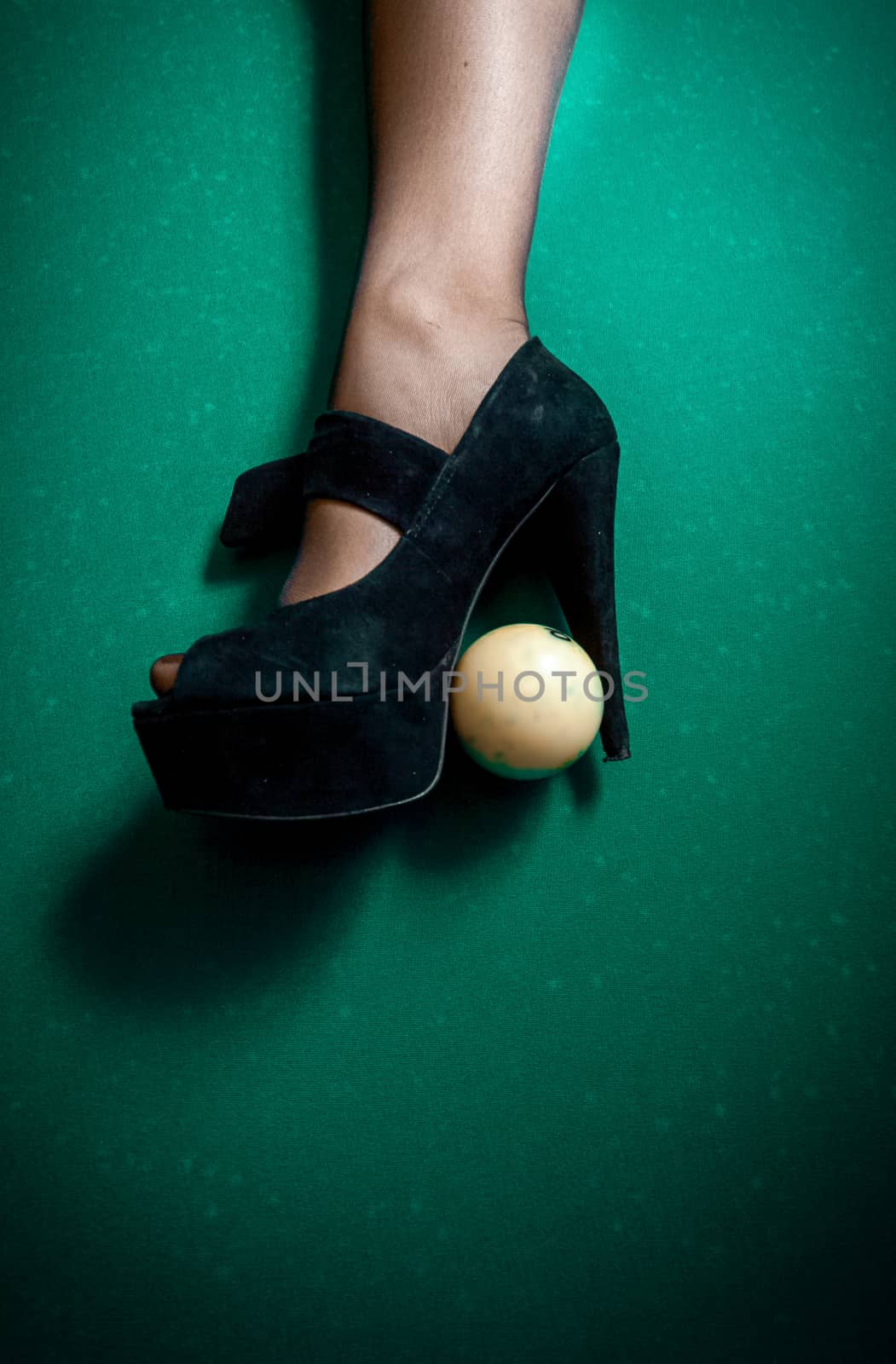 billiard ball stuck in high heel shoe by Kryzhov