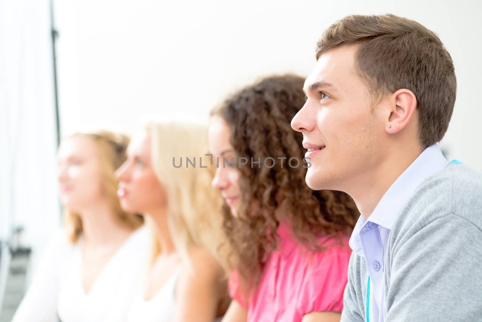 portrait of students in the classroom, teaching at the University of