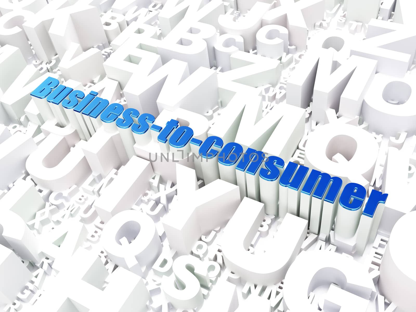 Business concept: Business-to-consumer on alphabet  background, 3d render