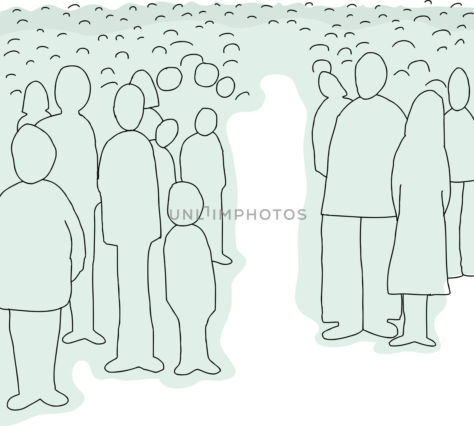 Cartoon background of abstract people standing