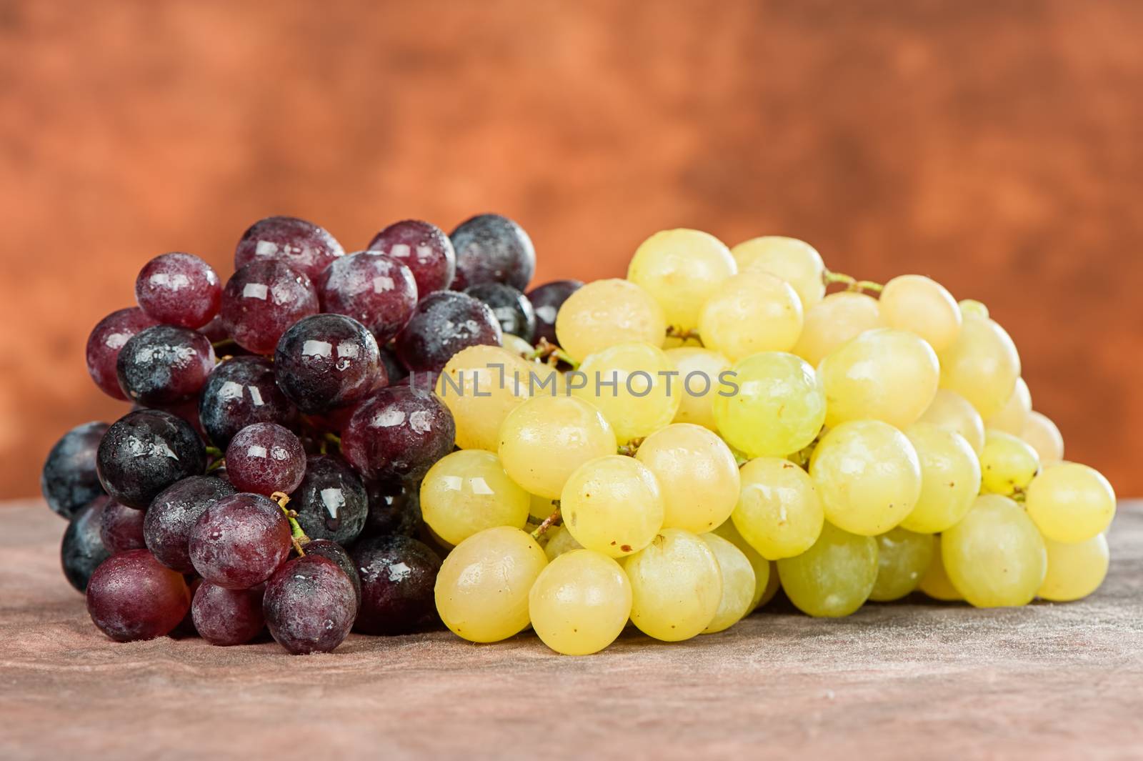 Wet red and white grape