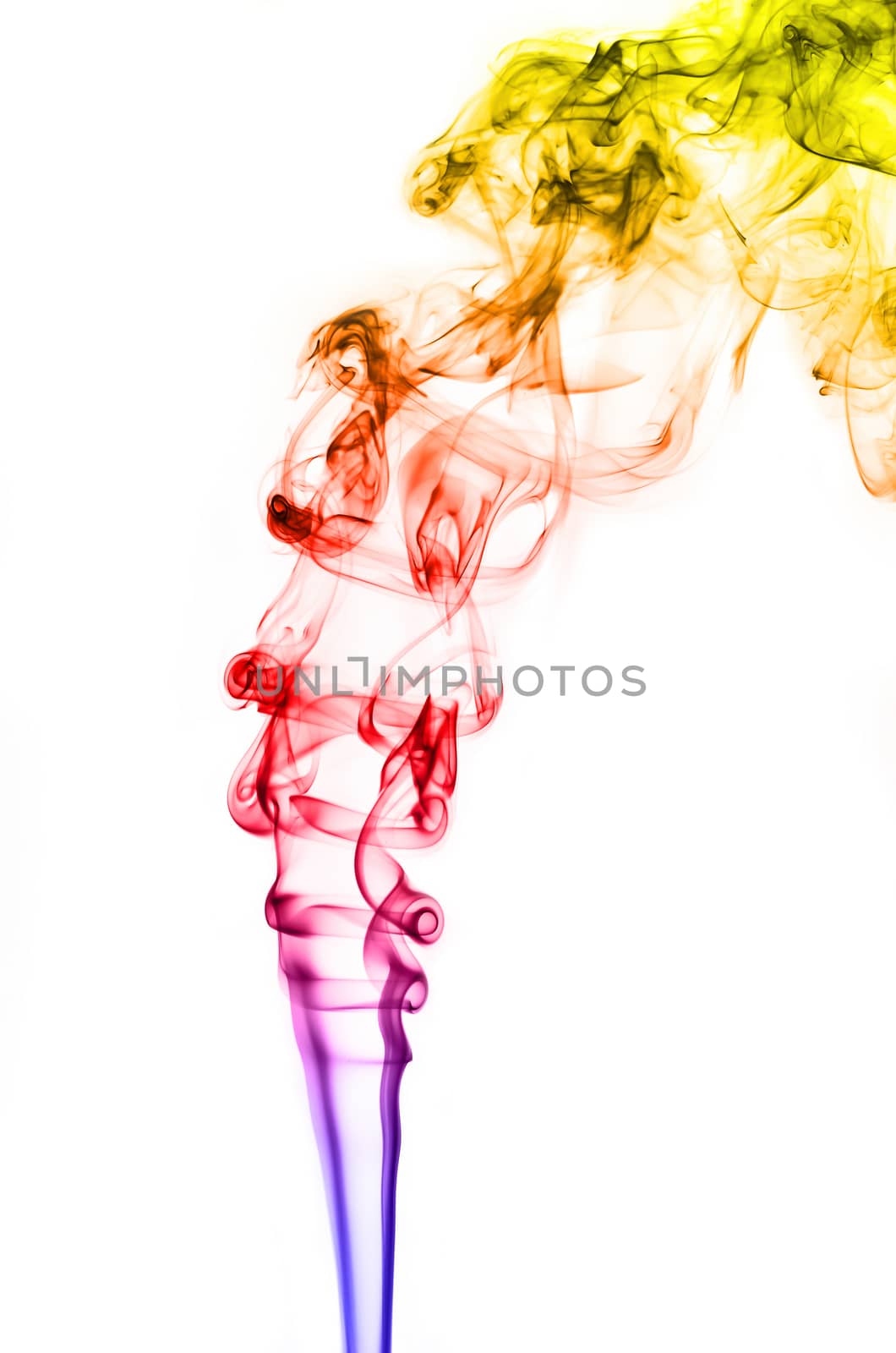 textured of colorful incense smoke on white background