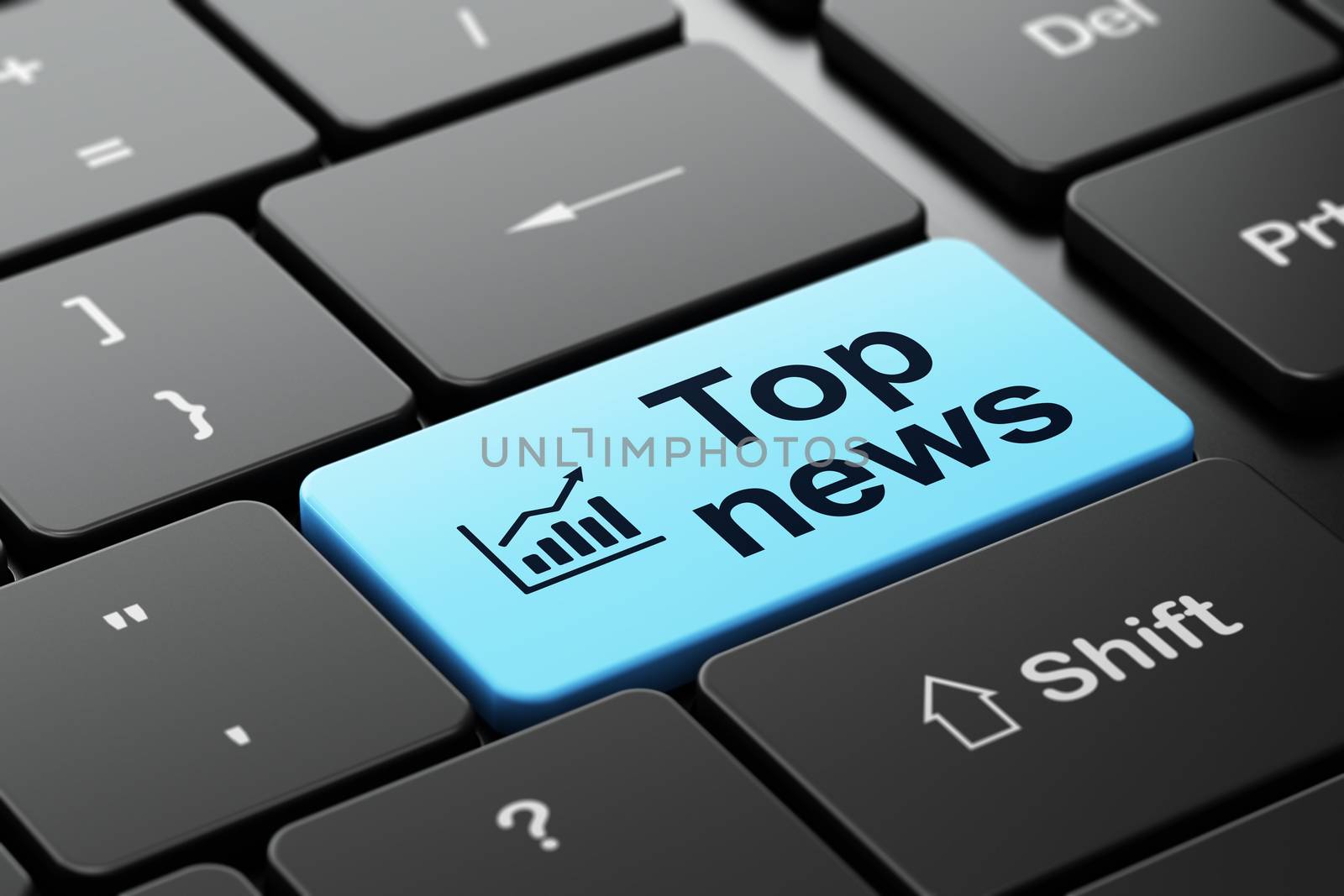 News concept: Growth Graph and Top News on computer keyboard background by maxkabakov