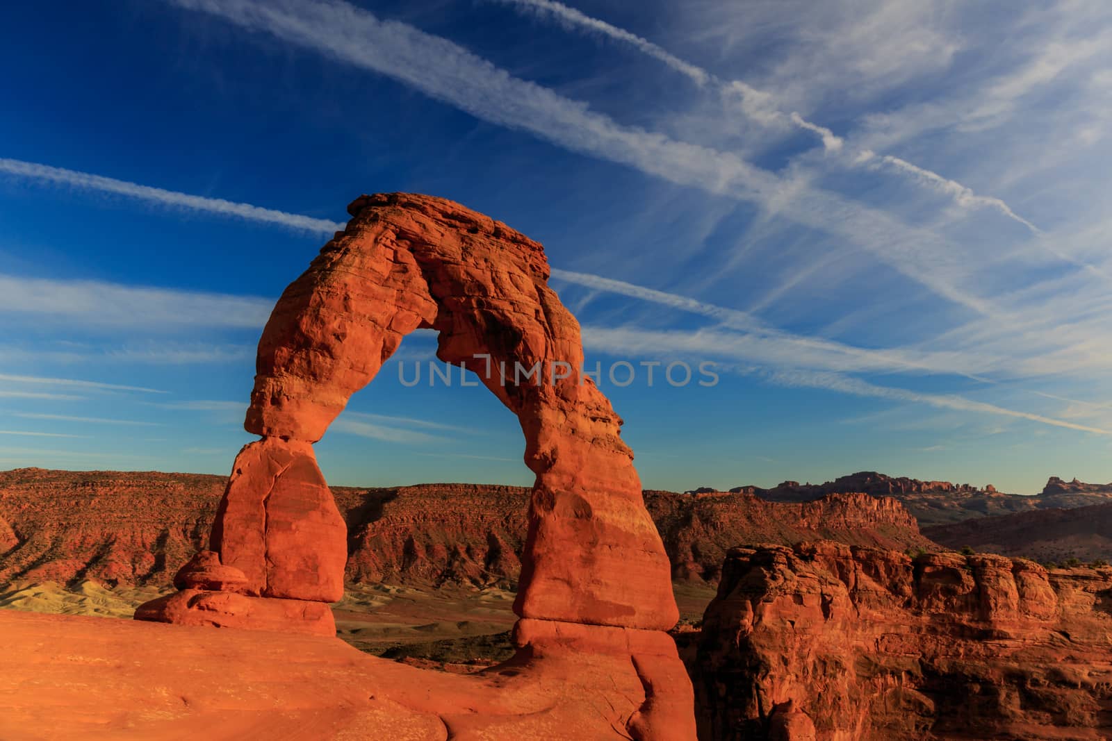 Southwest USA red rock landscape in Arches National Park near Moab Utah