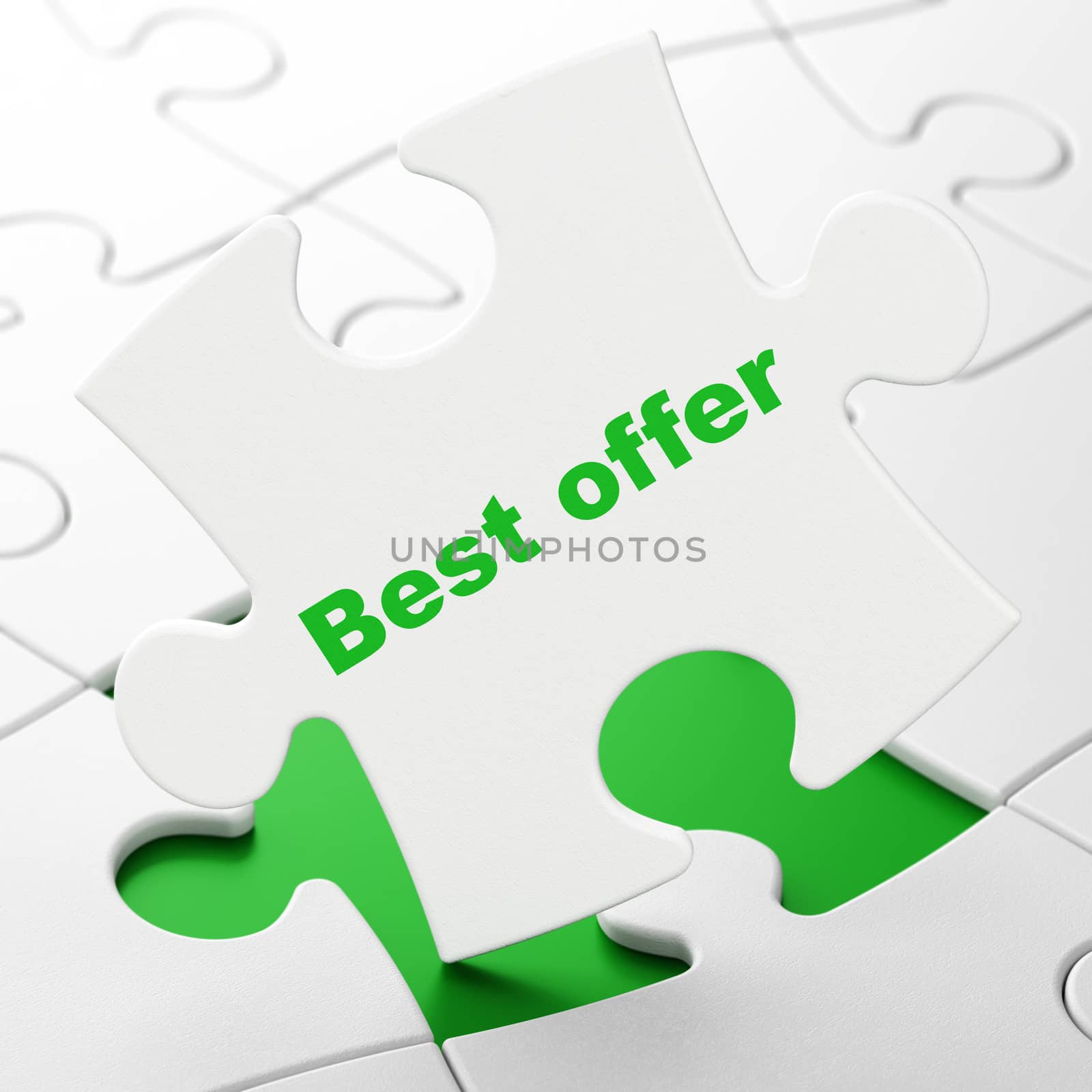 Finance concept: Best Offer on puzzle background by maxkabakov