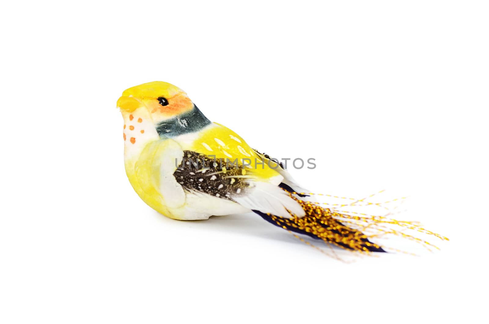 The toy bird isolated on white background