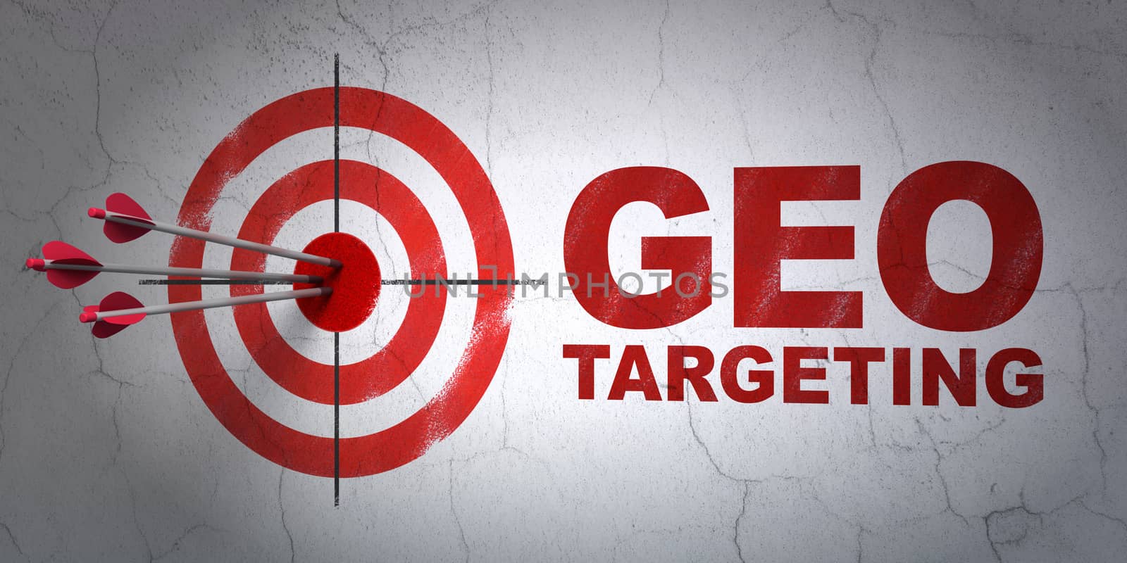 Business concept: target and Geo Targeting on wall background by maxkabakov