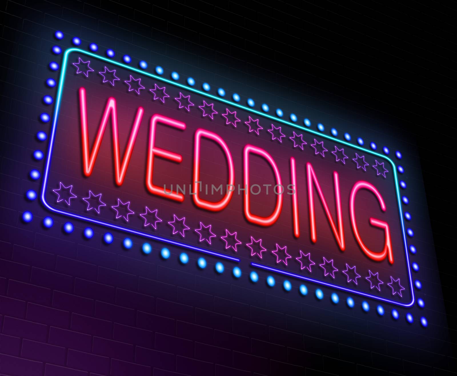 Illustration depicting an illuminated neon sign with a wedding concept.