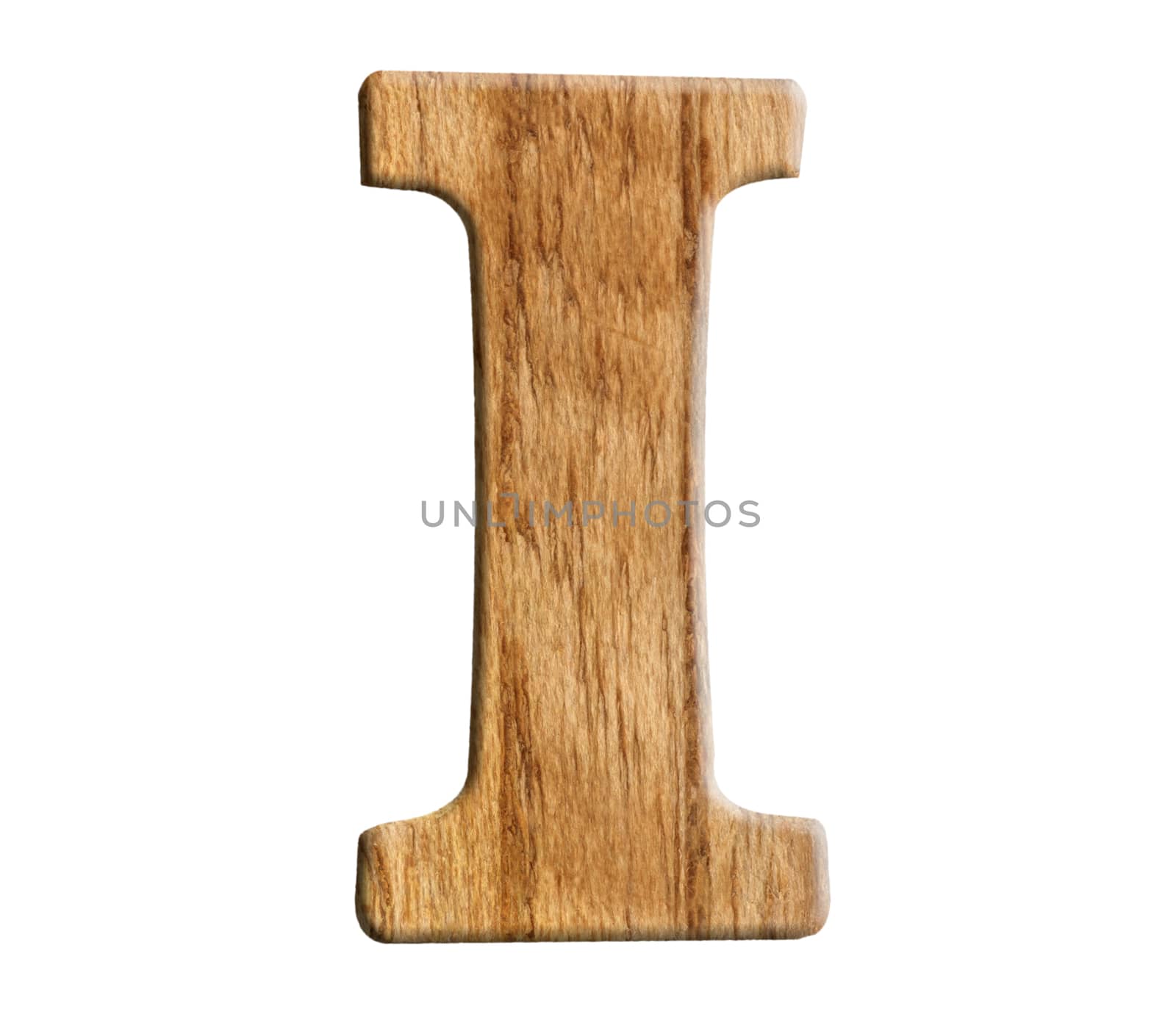 Alphabet made from wood, isolated on white background.