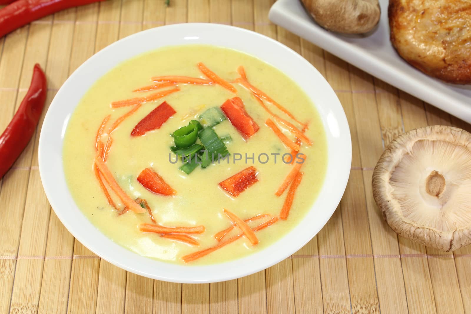 Asian Curry Soup with chicken and carrots