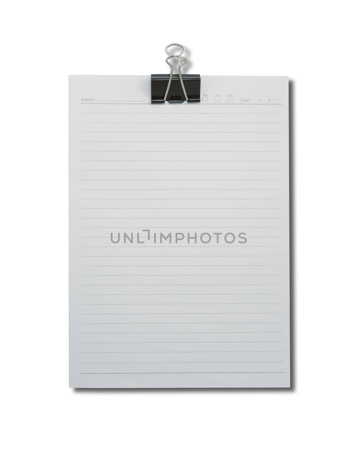 Binder clip and stack of paper
