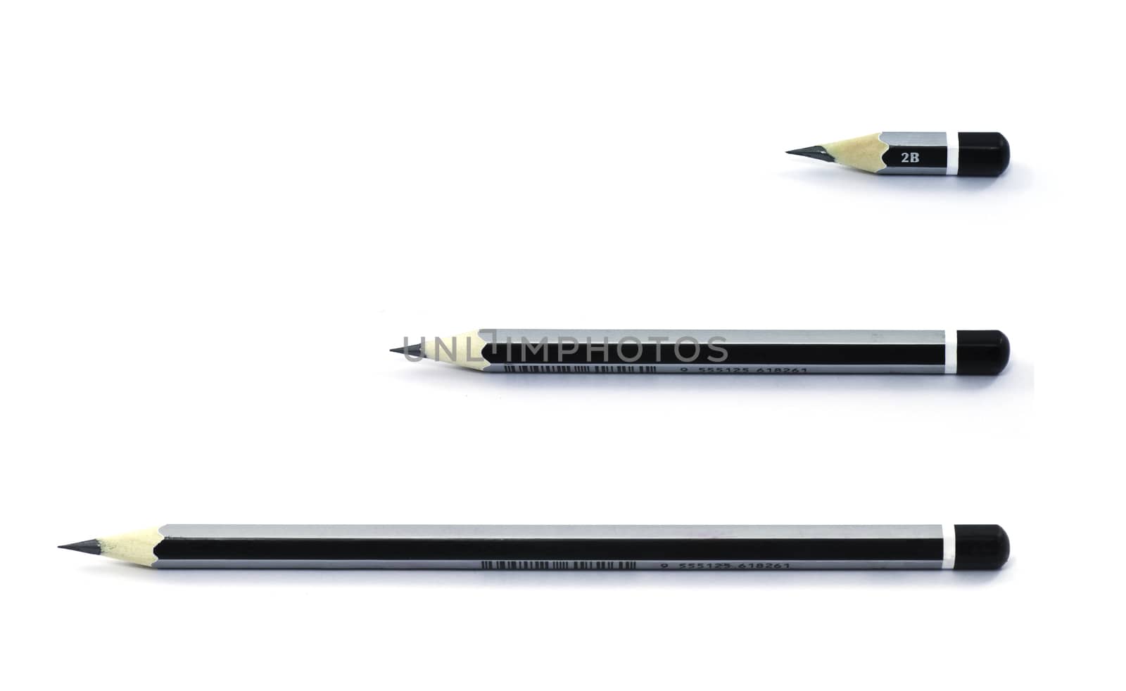 Close-up image of pencil isolated on white background