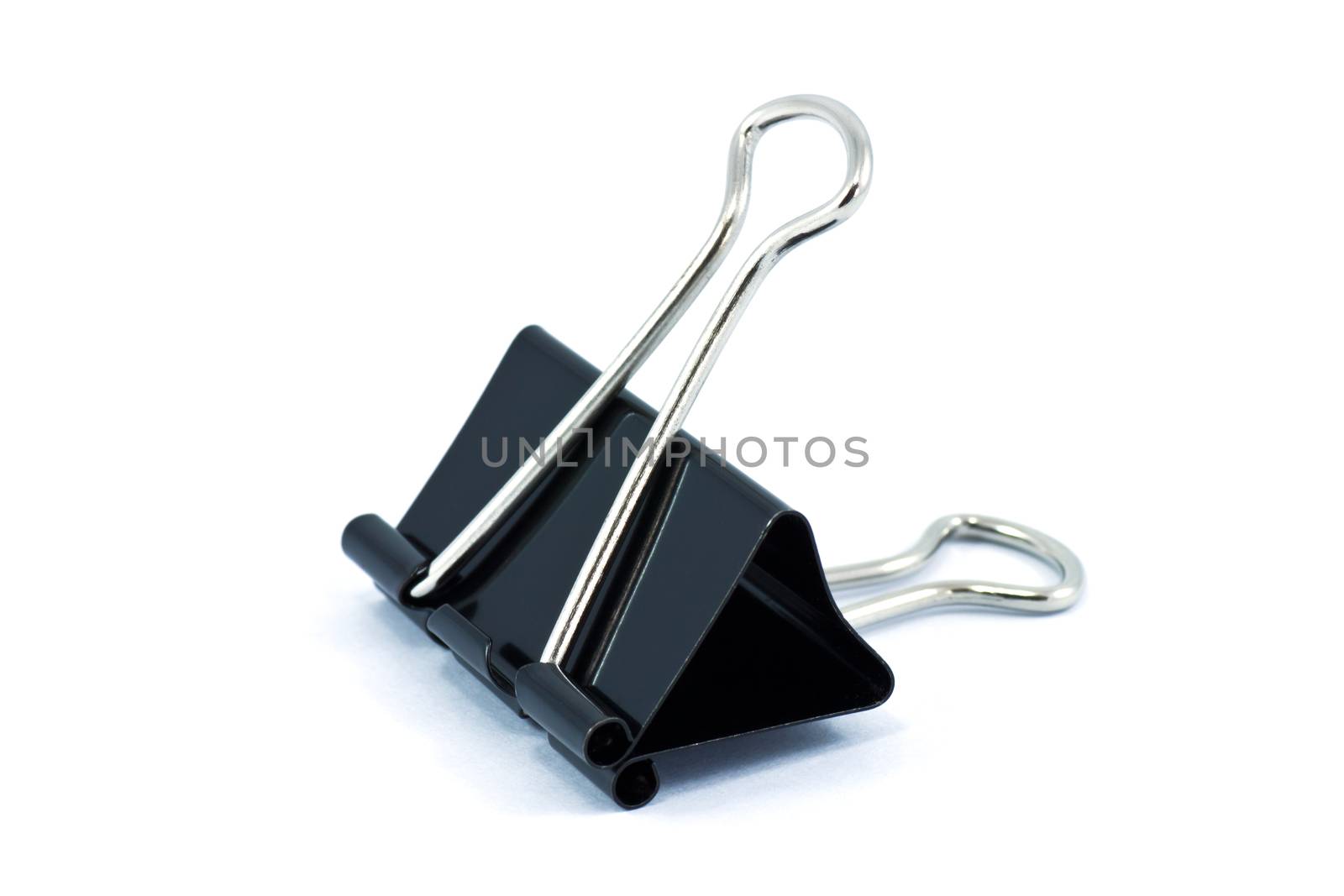 black paper clips isolated on white background