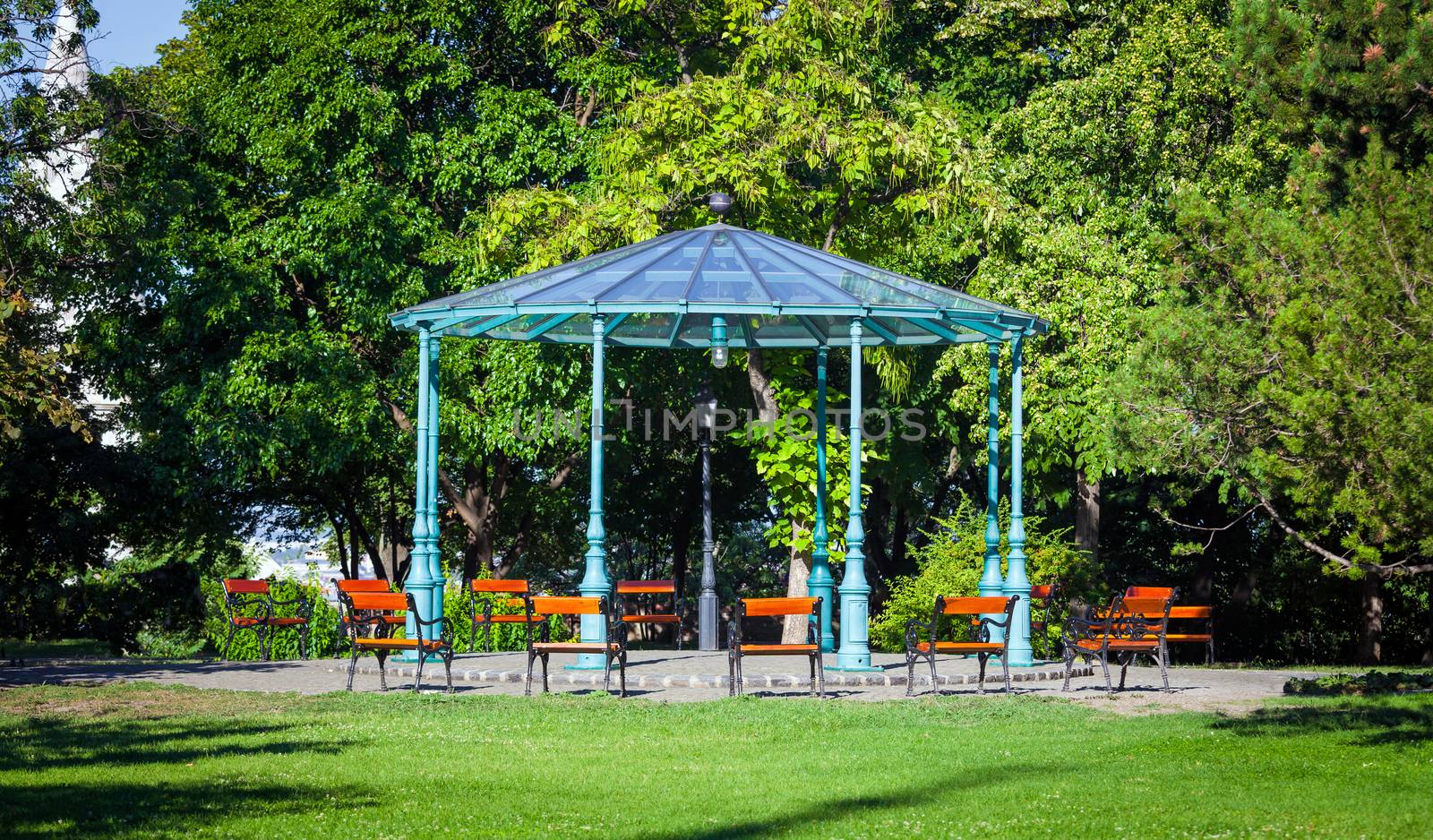 Beautiful pergola inside Buda Catle park, Budapest, Hungary