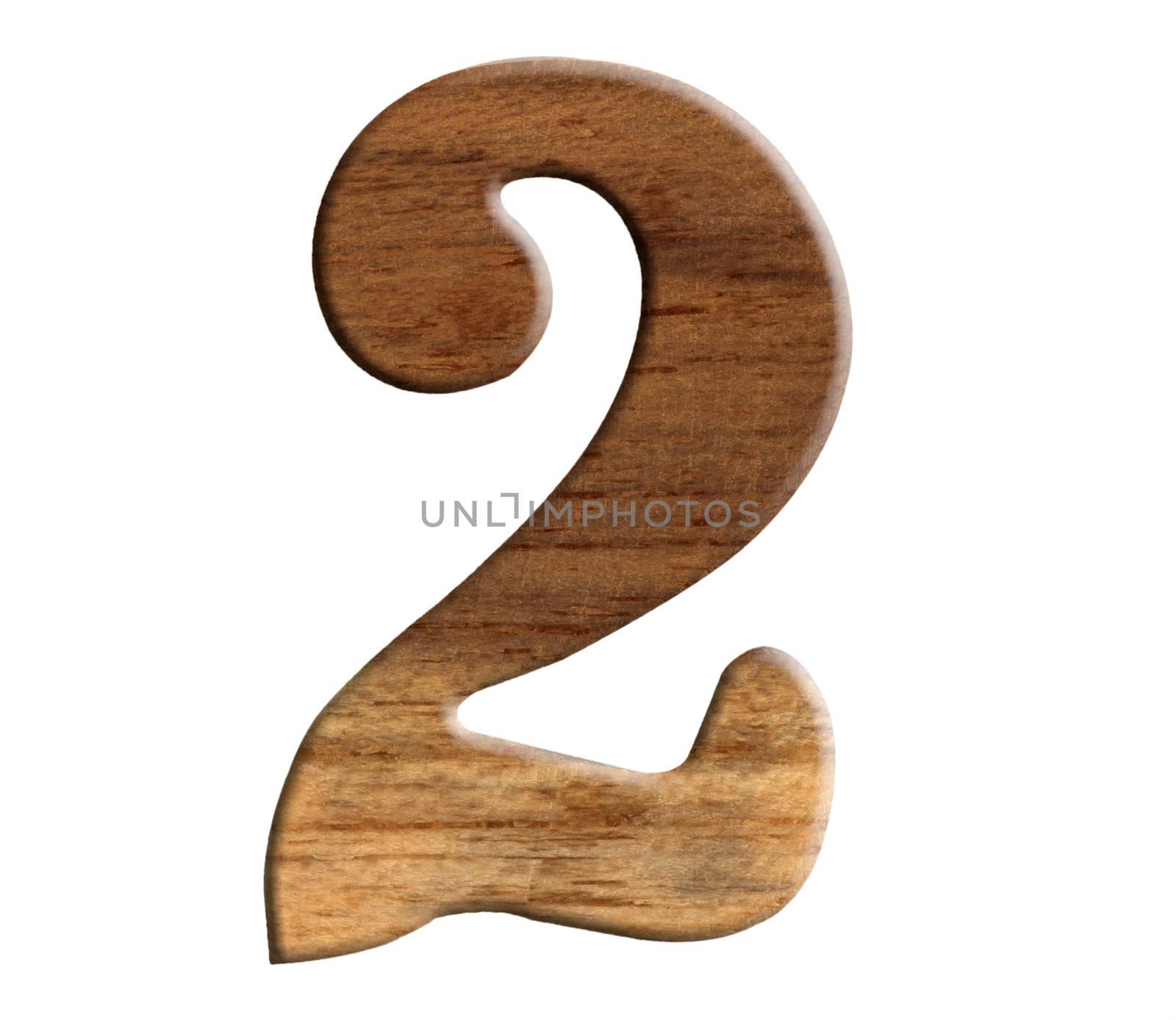 Alphabet made from wood, isolated on white background.