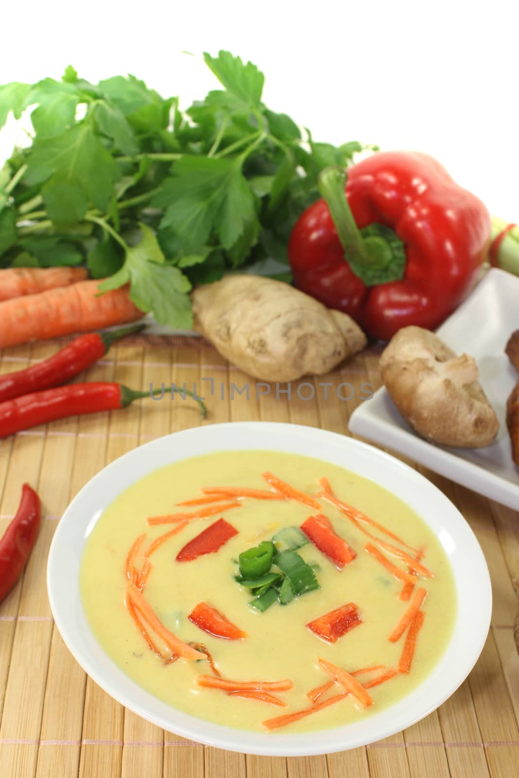 Asian Curry Soup with chicken and carrots by discovery