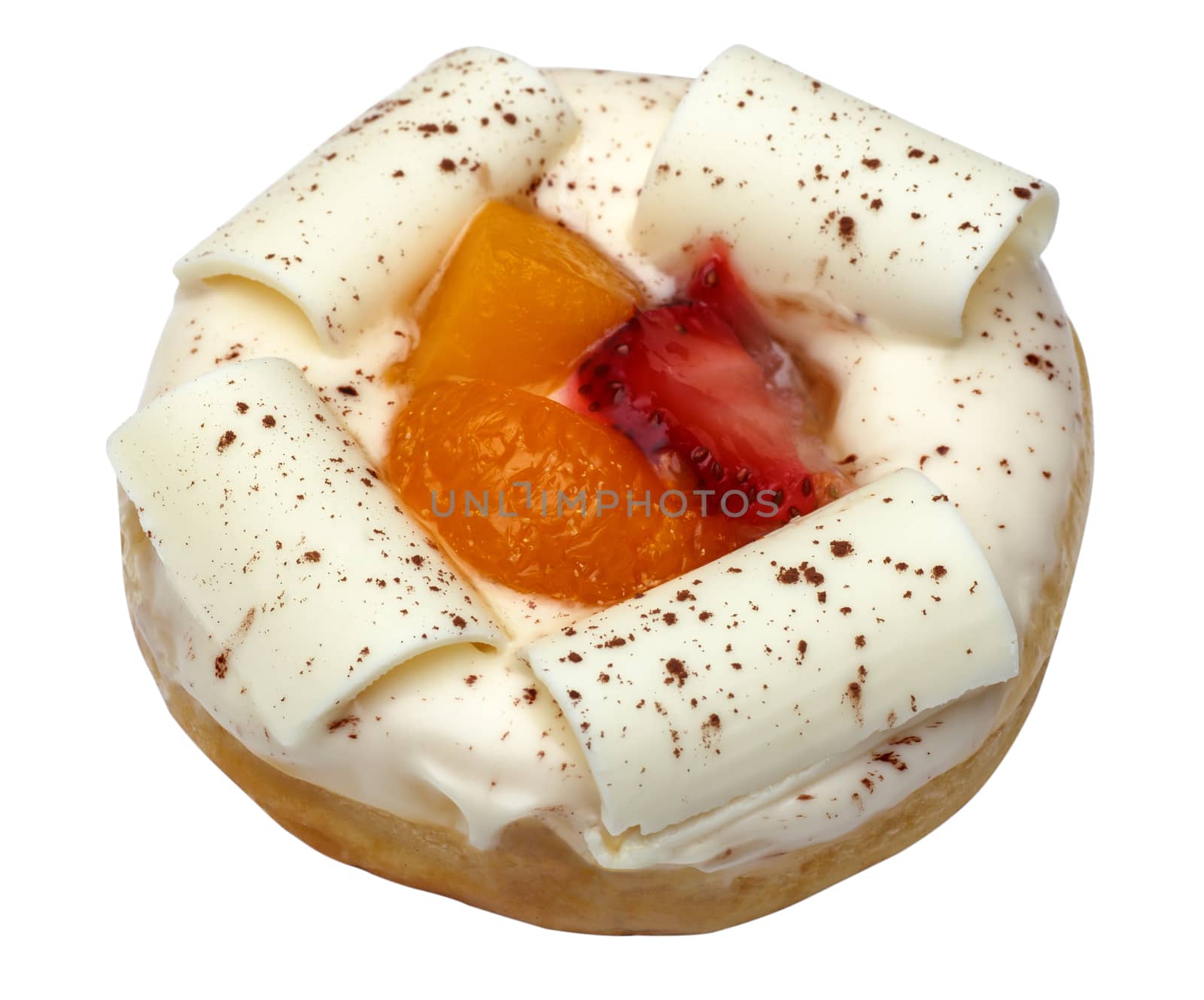 white chocolate donut with fruit