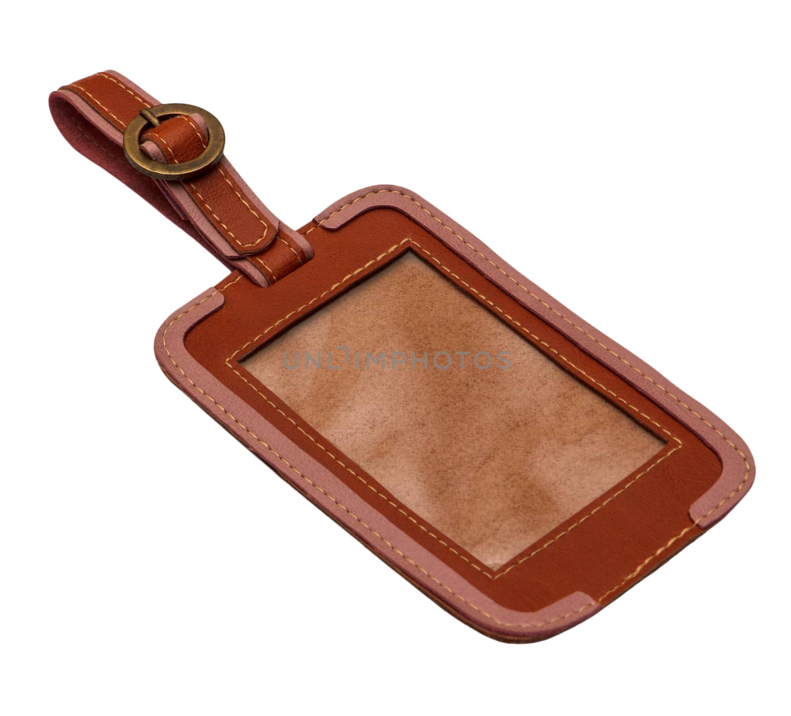 leather tag isolated on white